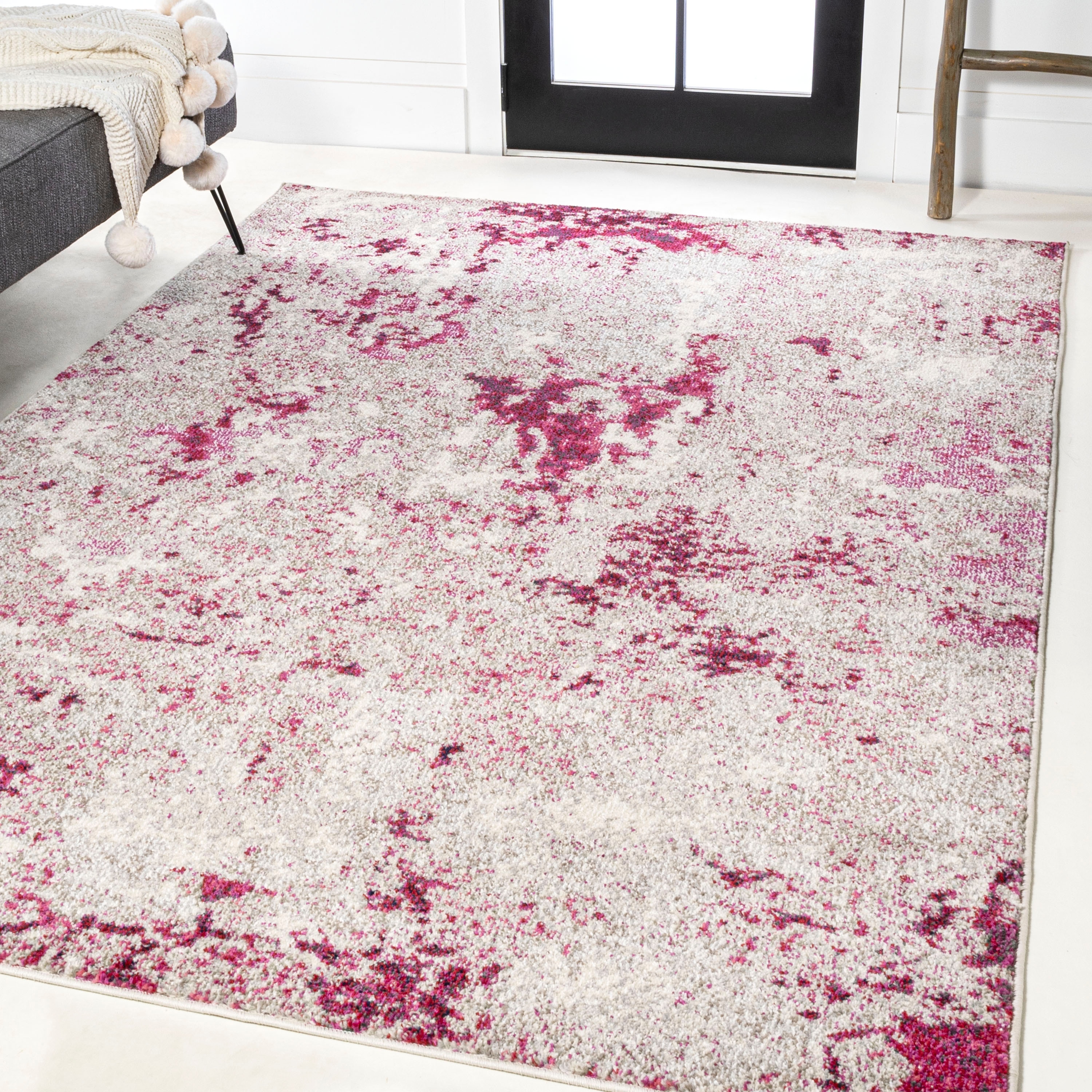 JONATHAN  Y CTP103B-3 Contemporary Pop 3 x 5 (ft) Loomed Polypropylene Maroon/Gray Rectangular Indoor Abstract Bohemian/Eclectic Area rug
