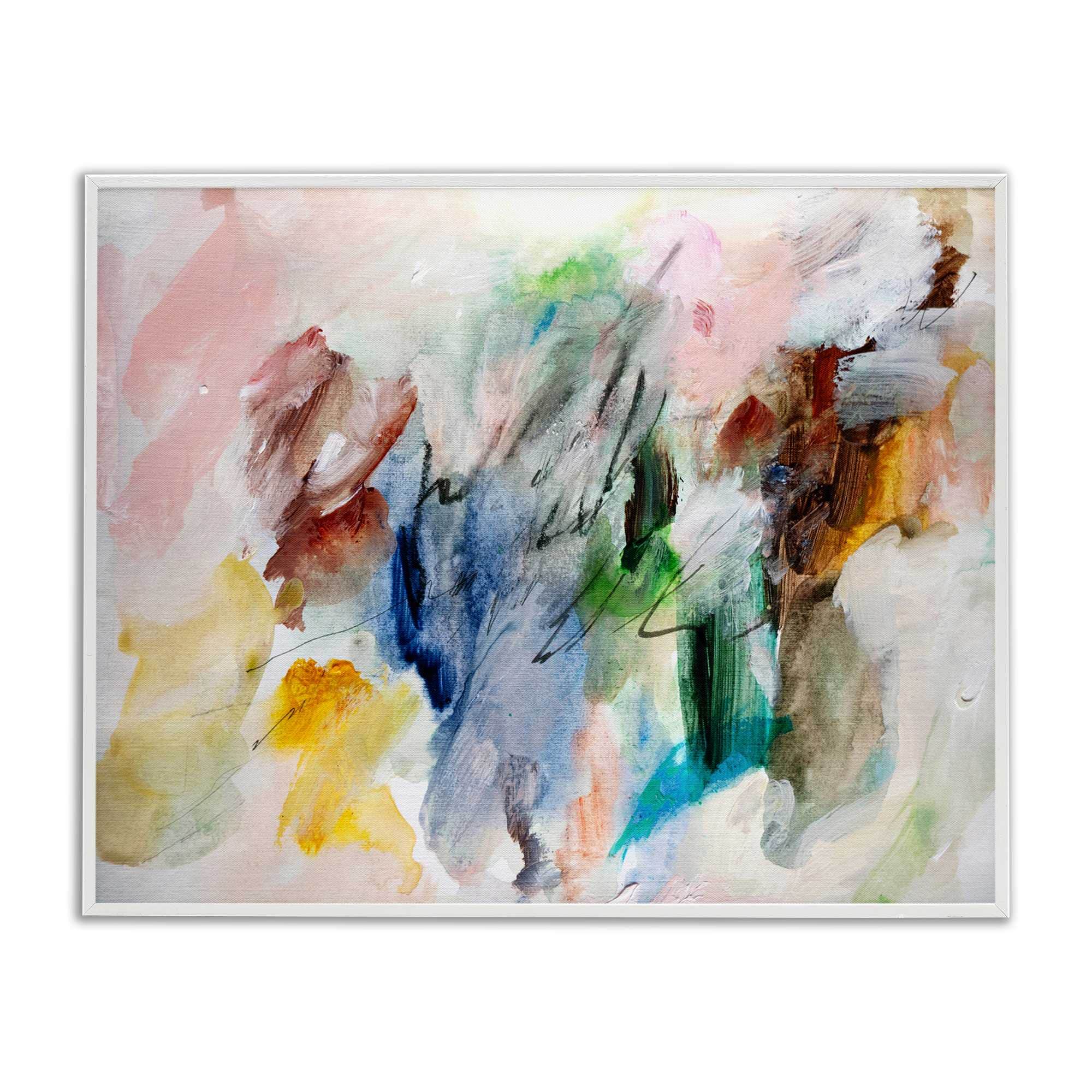 Stupell Industries BU-165-WFR-24X30 Earthy Pitter Patter Abstract White Framed Giclee Art By Gemma Bardot 30 x 24