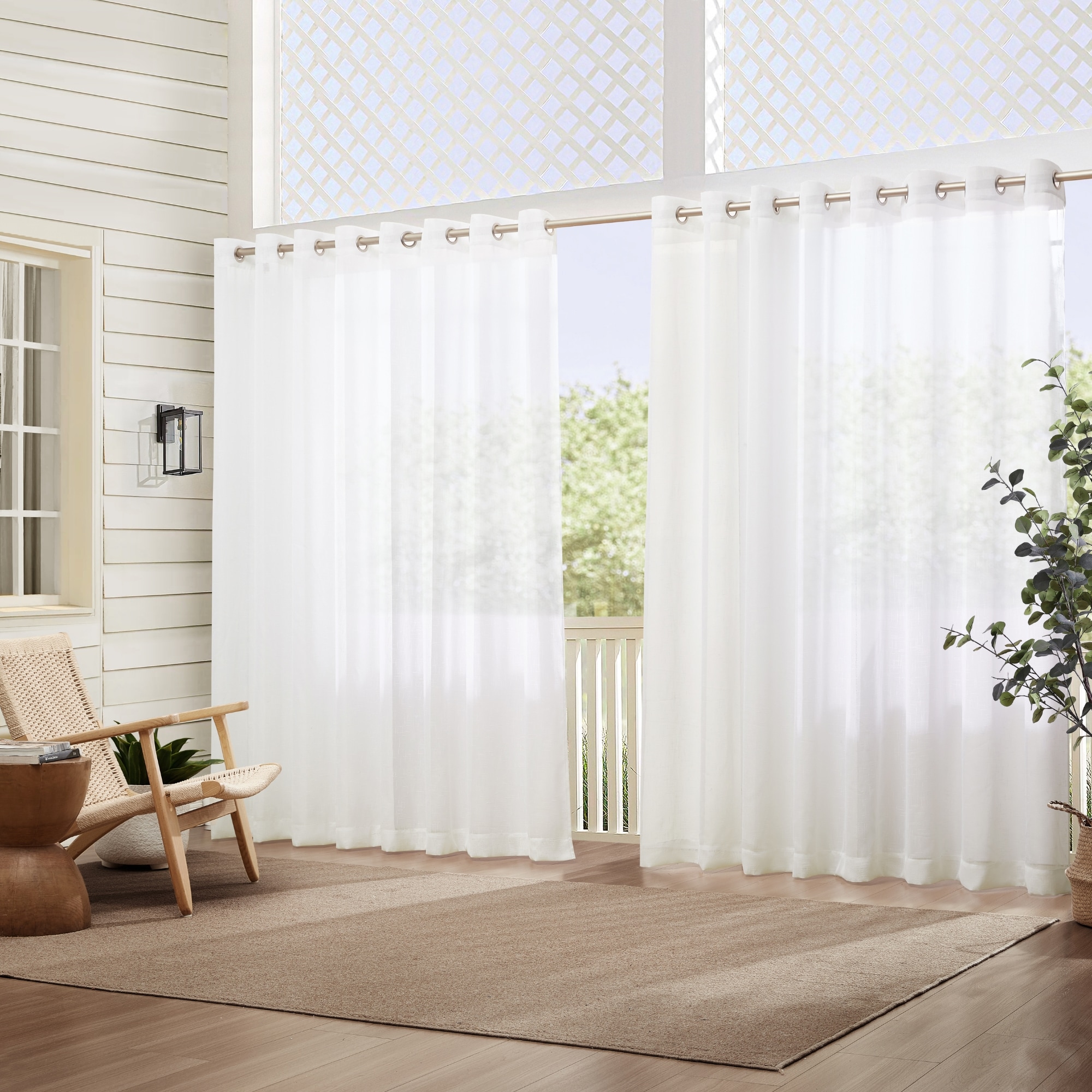 Elrene Home Fashions 026865960037 95-Inches Outdoor White Sheer Grommet Single curtain panel