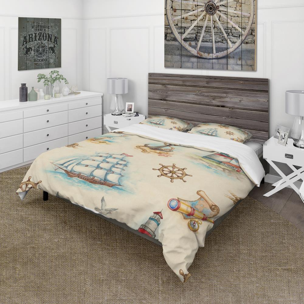 Designart BED19224-T 3 -Piece Blue Twin Duvet cover Set