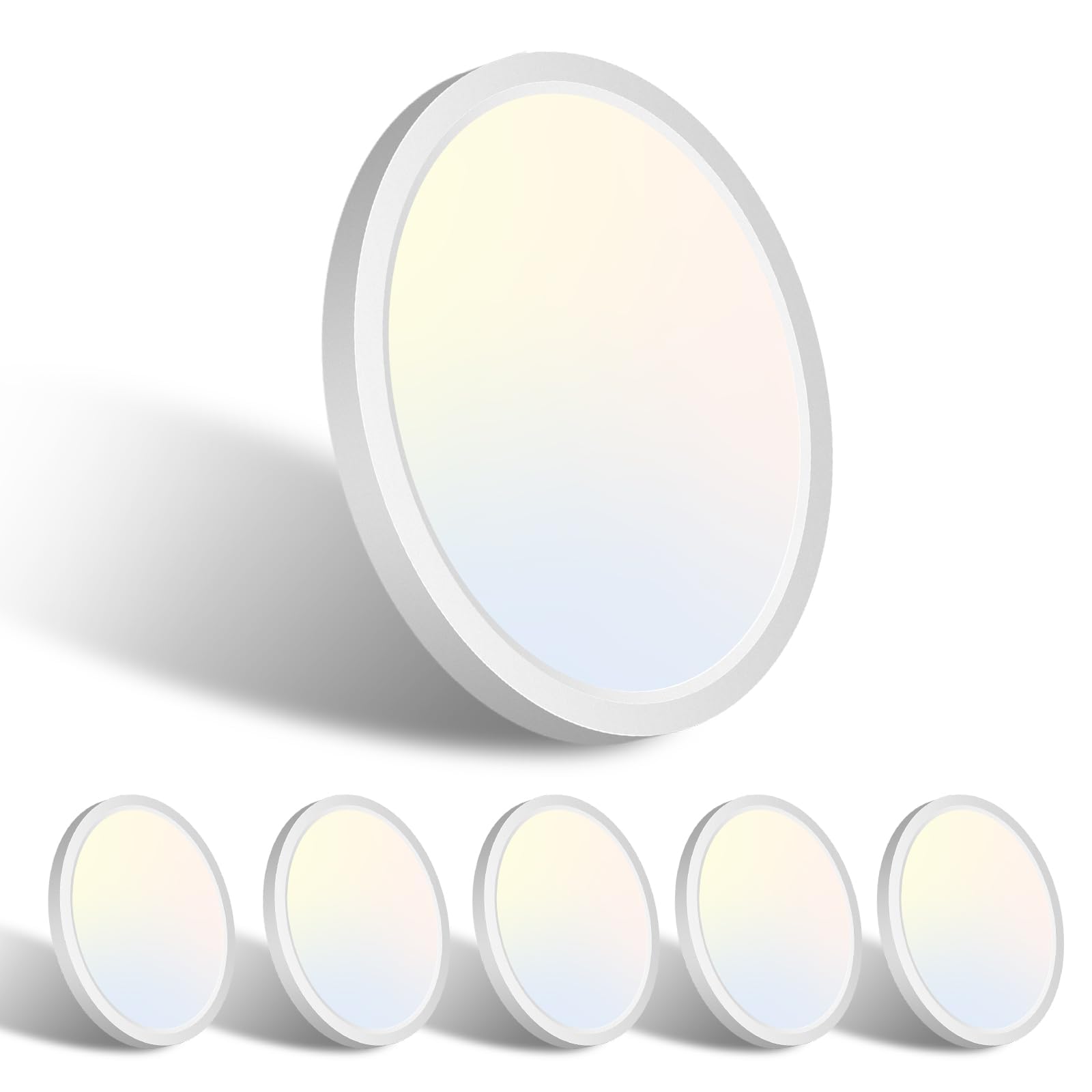 Vrbgify  6 Pack 7 Inch Led Ceiling Light Flush Mount 15W 1500Lm Ceiling Light Fixtures 3000K 4000K 6500K Color Options Round Surface Mount Led