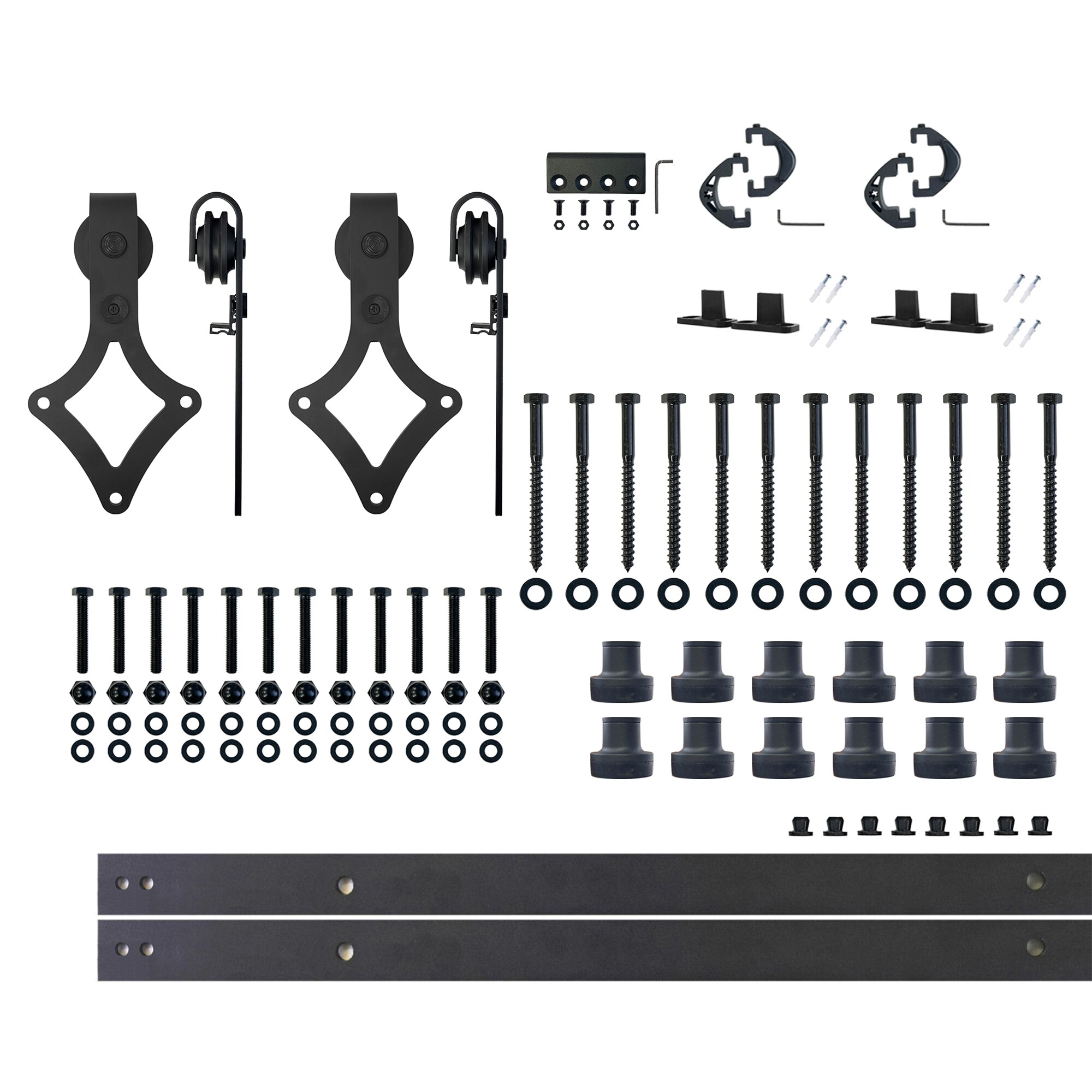 HOMACER LX2TGH192C 192-in Rustic black Black Indoor Diamond Double Barn door hardware kit