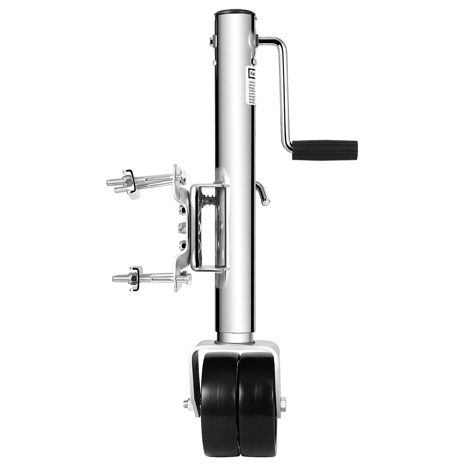 Qeetex CJ-PAU-0KABT6DF Trailer Jack 1500 lbs Boat Trailer Jack with 13 Inches Lift 6 Inch Dual Wheel Zinc Coated Bolt-On Design for Boat RV Trailer Camper