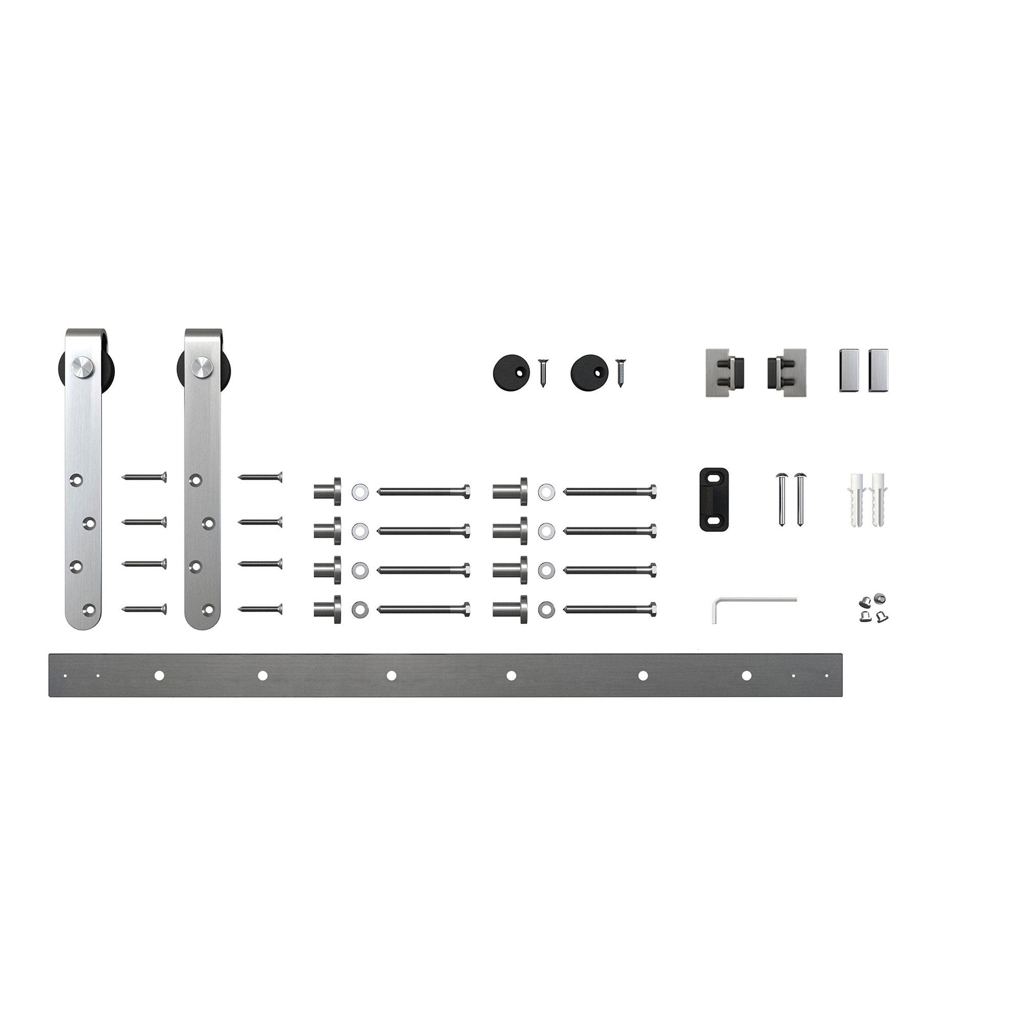 Architectural Products by Outwater 3P5.7.00061 60-in Stainless steel Stainless Steel Indoor Top mount Single Barn door hardware kit