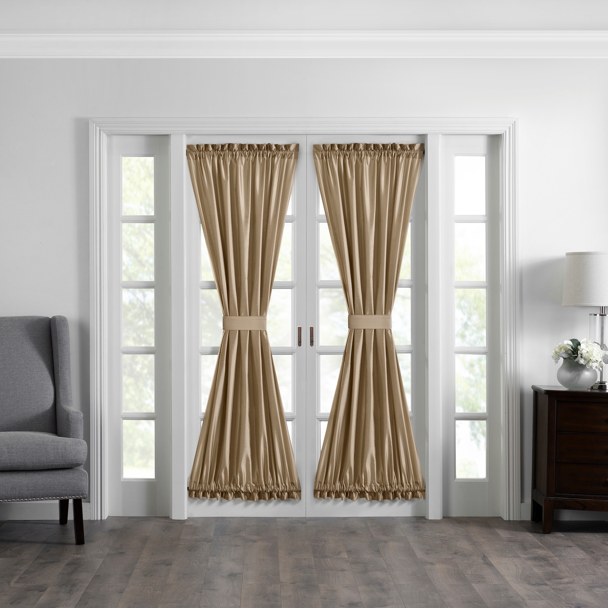 Elrene Home Fashions 739550350661 72-in Gold Semi-sheer Rod pocket Single curtain panel