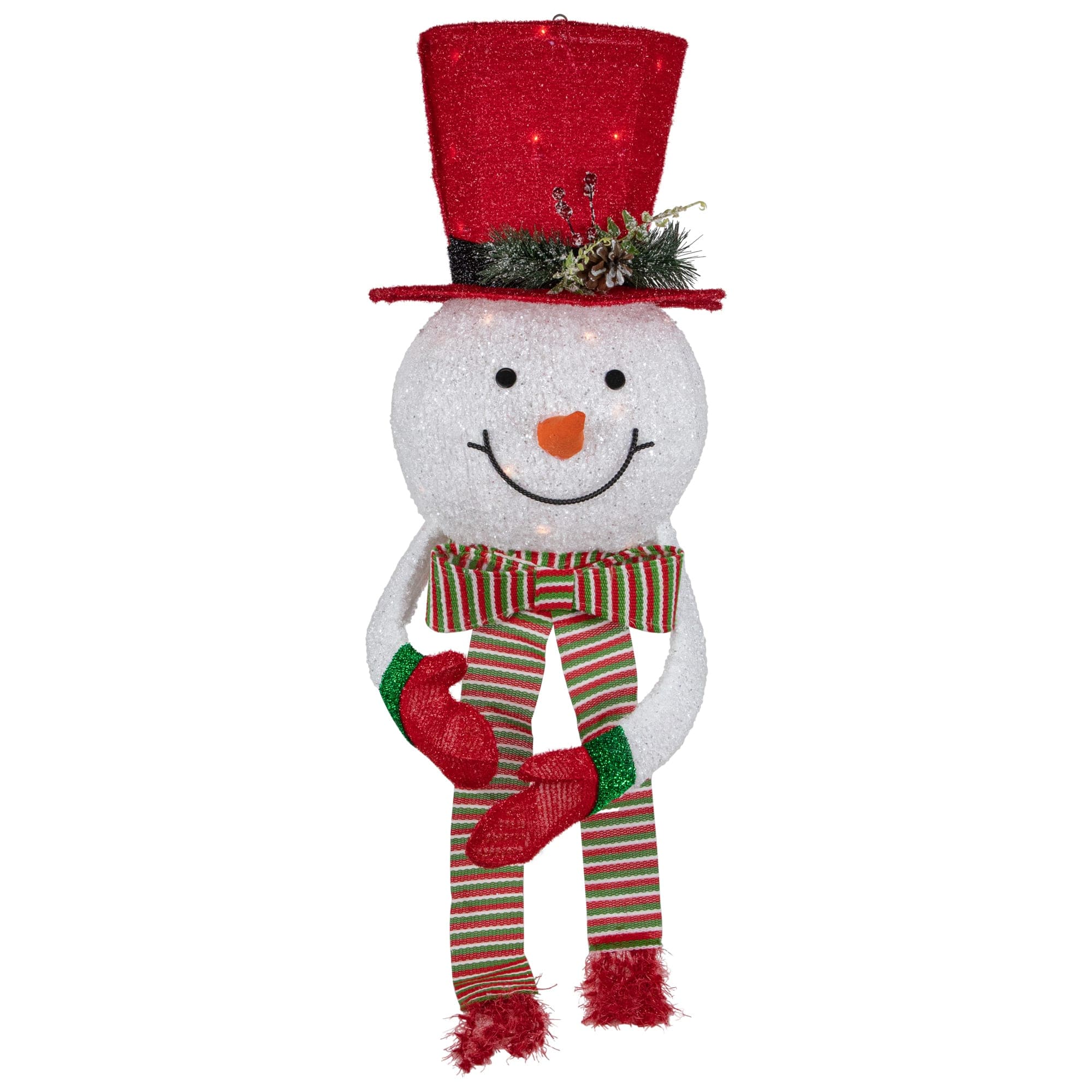 Northlight 21.5 inch Lighted Snowman with Red Top Hat Christmas Tree Topper