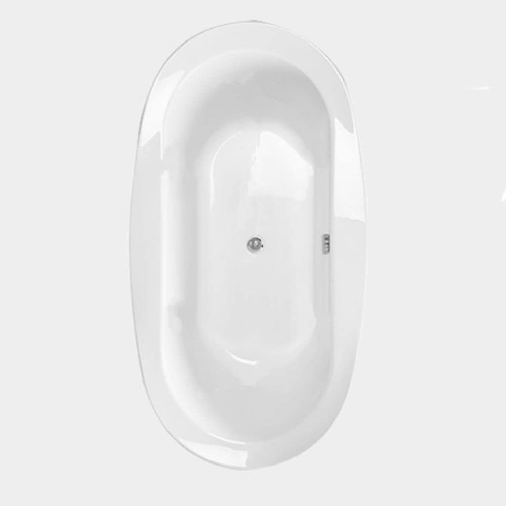 WaterTECH S6636 BONE Designer 36-in x 66-in Bone Acrylic Oval Drop-In Soaking Bathtub (Reversible Drain)