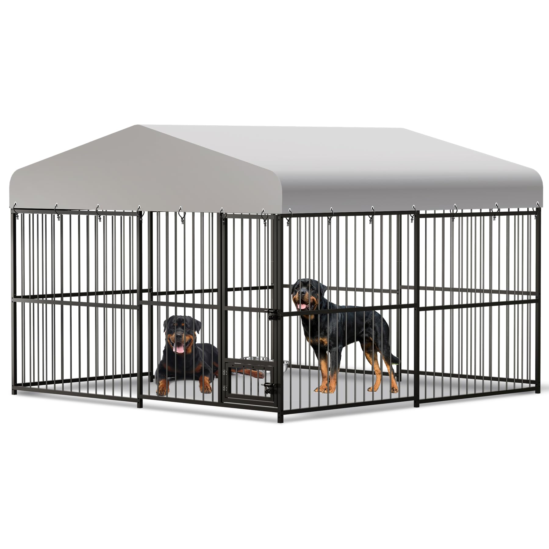 Garvee Aluminum Indoor/Outdoor Kennel with roof for Any Pet Large (41 - 65 lbs.) Dog ( 10-ft L x 10-ft W x 6-ft H )