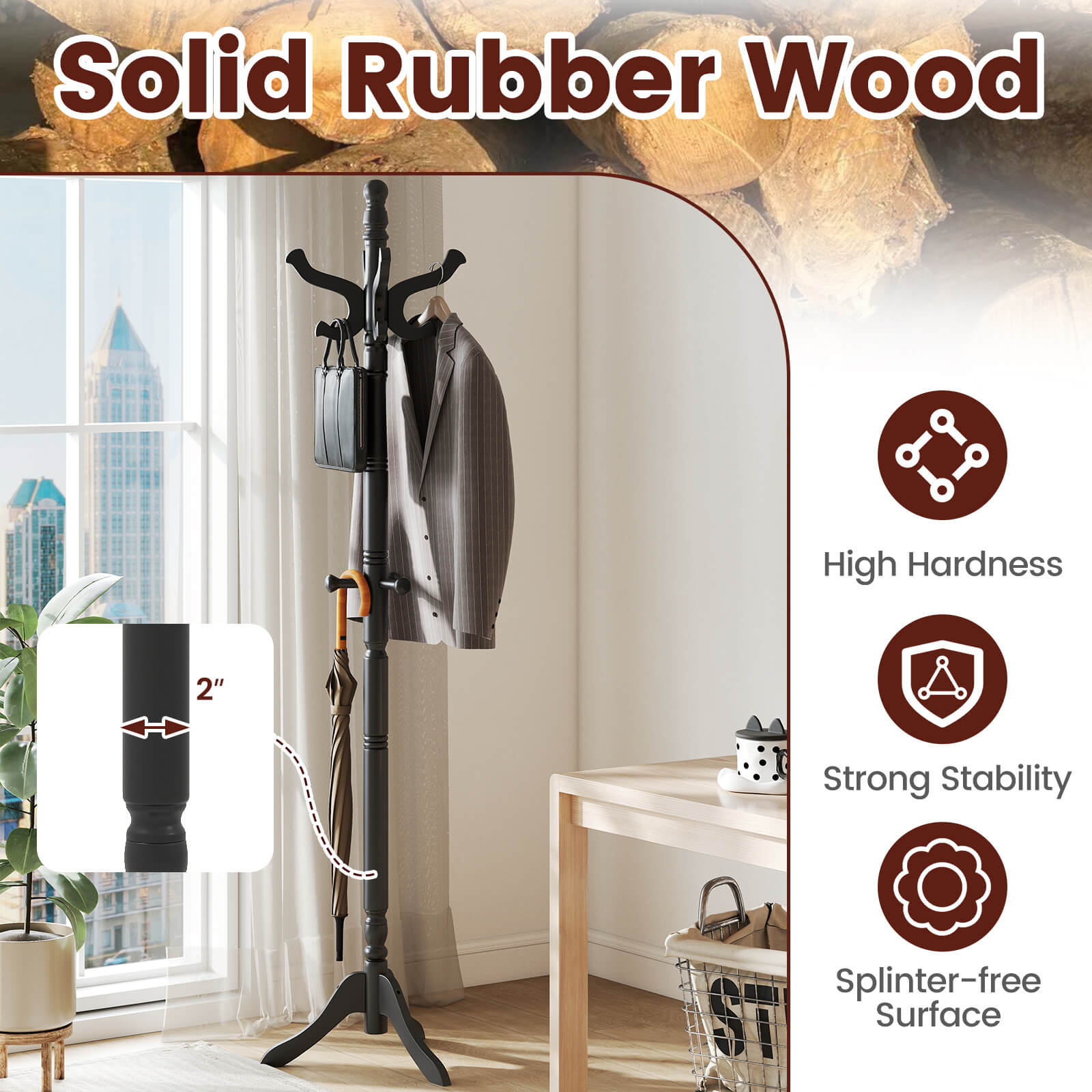 Costway HCST08392 Coatrack-Stands-Pedestals - View #8