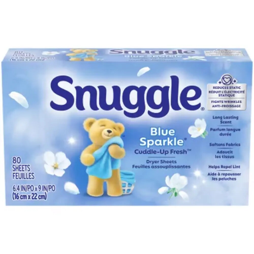 Snuggle 2223988 Blue Sparkle Fabric Softener Dryer sheets 80 -Count
