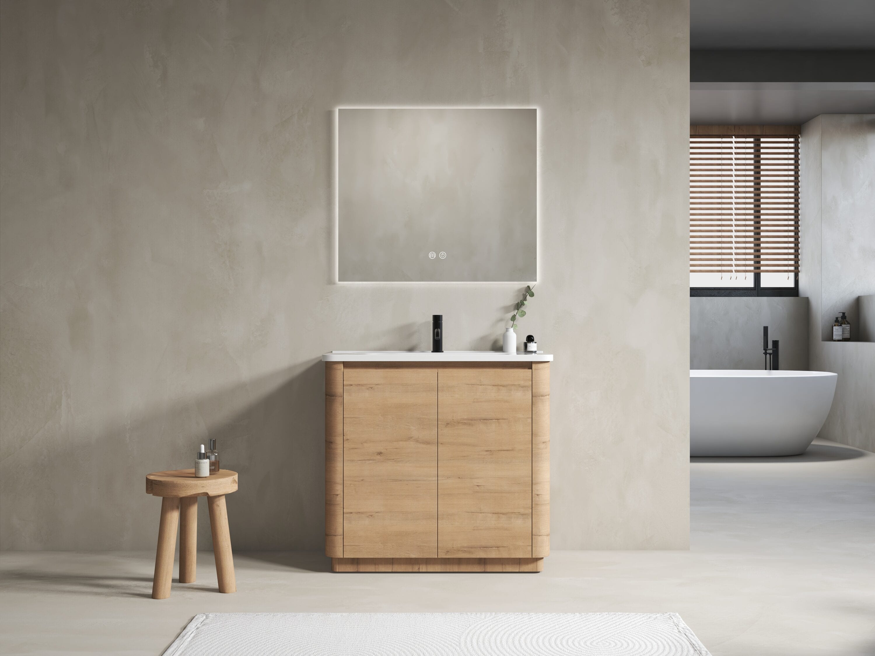 Vynxaria - 36-in White Single Sink Freestanding Bathroom Vanity with Ceramic Sink