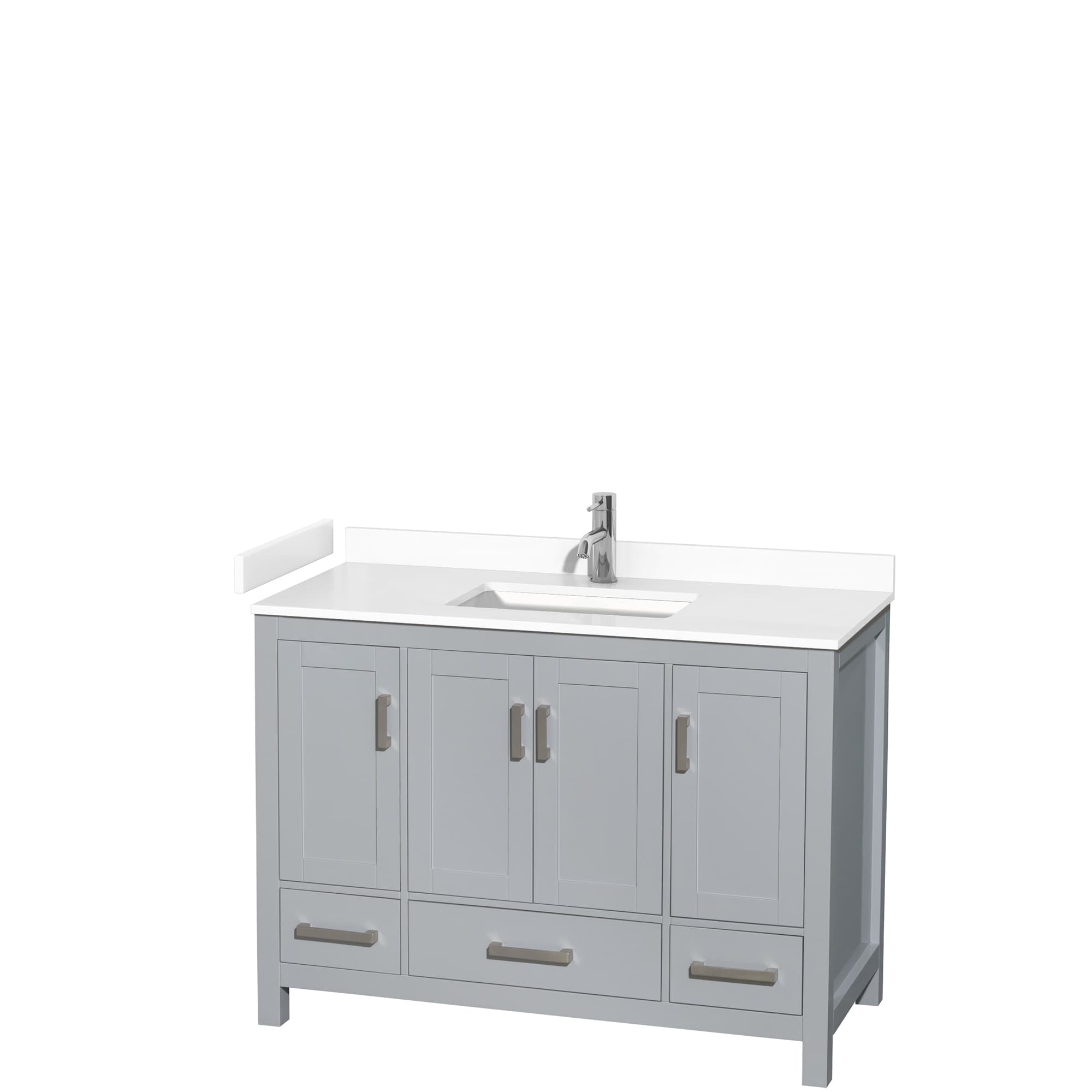 Wyndham Collection WCS141448SGYWCUNSMXX Sheffield 48-in Gray with Brushed Chrome Trim Undermount Single sink Bathroom Vanity with White Cultured Marble Cultured marble Top