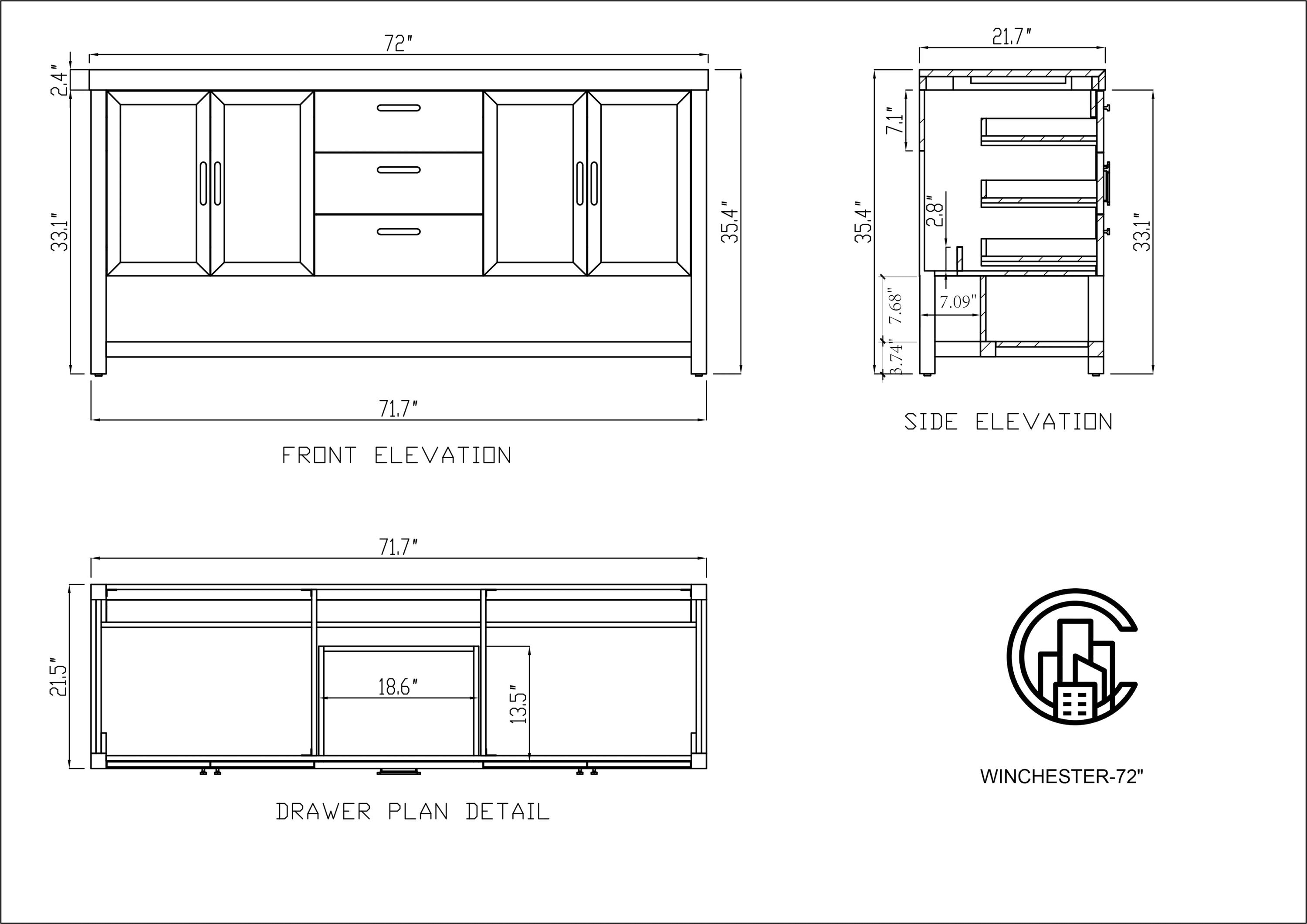 CARTISAN DESIGN VAWINPO72FDWHT Bath-Vanity-Combo - View #10
