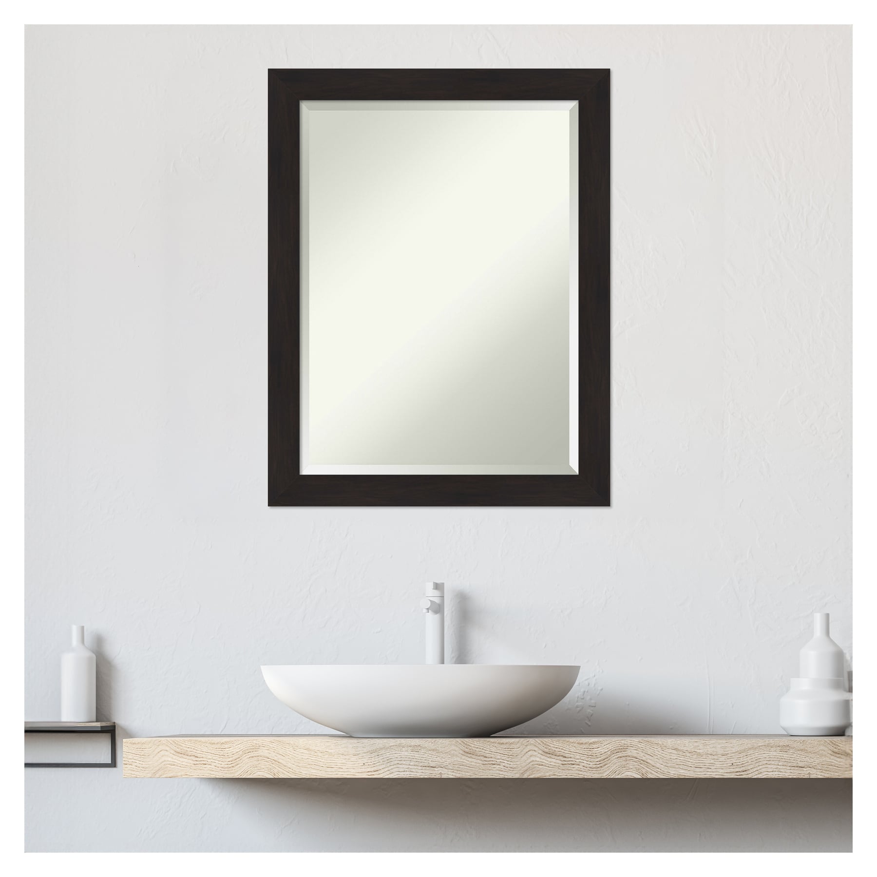 Espresso Brown Polystyrene Framed Rectangular Wall Mirror 21.5x27.5