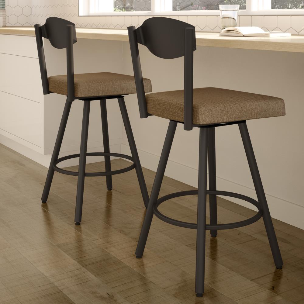 Amisco Larkin Golden Brown Counter Height Upholstered Swivel Bar Stool ...