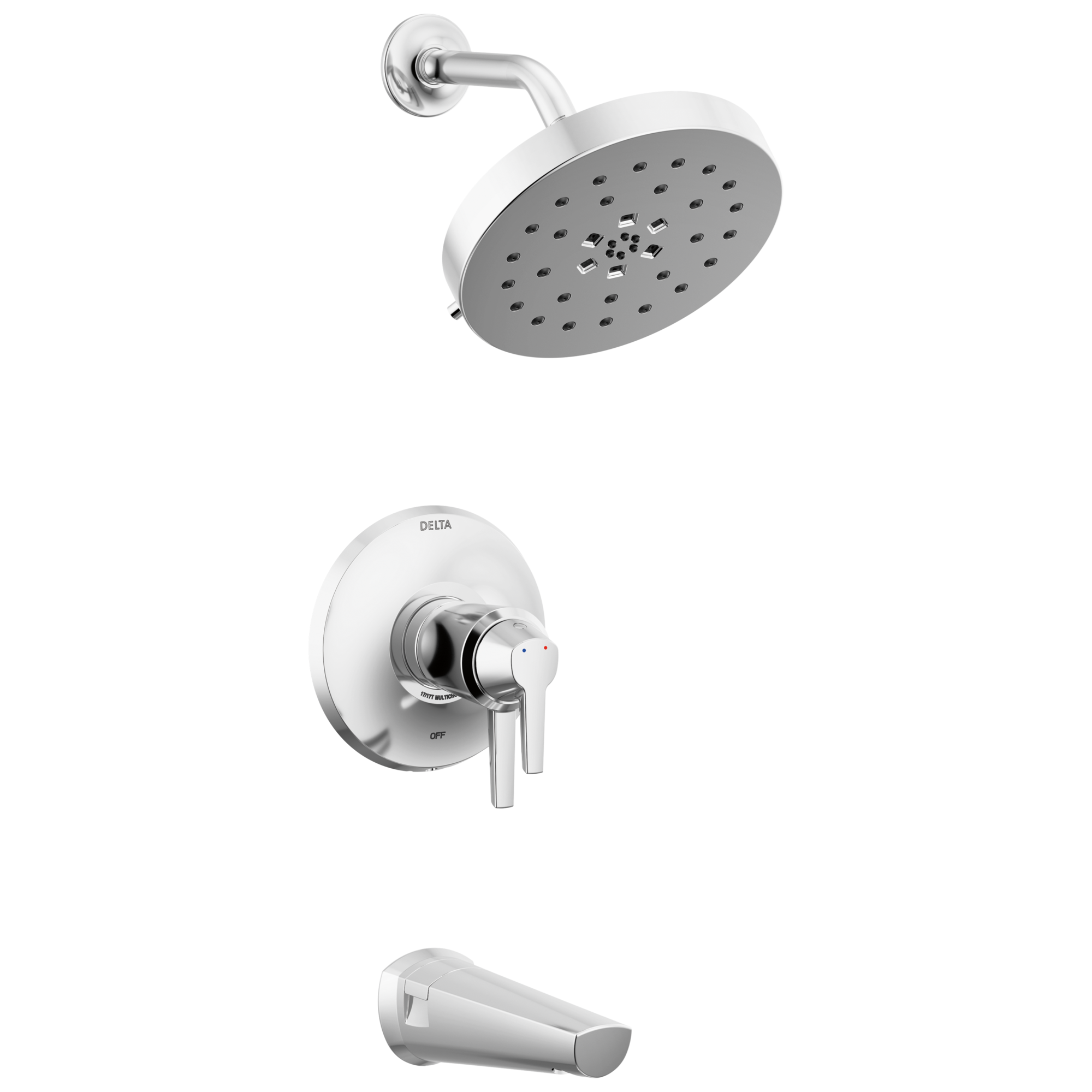Delta T17T471-PR Galeon Lumicoat Chrome 2-handle Multi-function 8-Inches Round Bathtub and shower Faucet