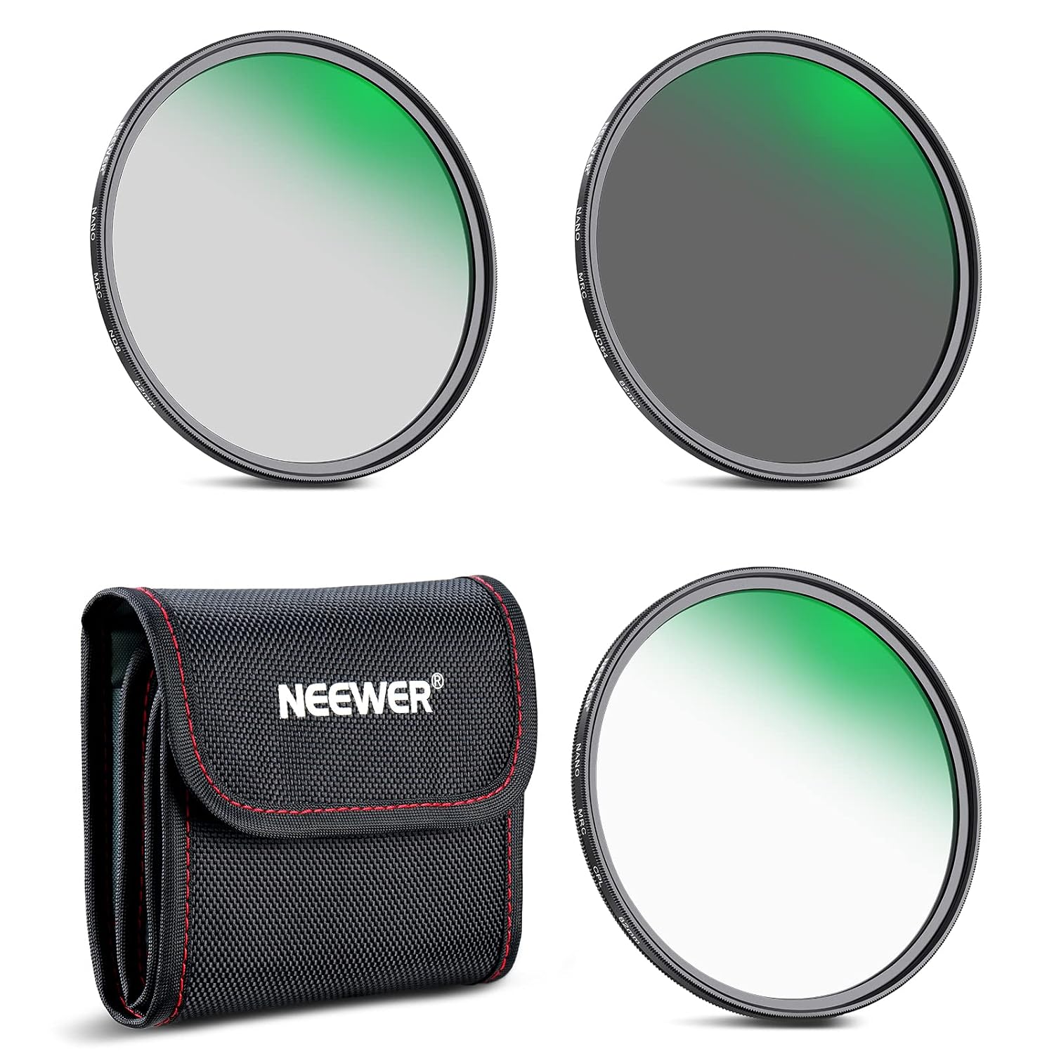 NEEWER 82mm Lens Filter Kit with ND8 ND64 and CPL Filters - 30-Layer Nano Coating HD Optical Glass Water Repellent Scratch Resistant Ultra Slim with Filter Bag