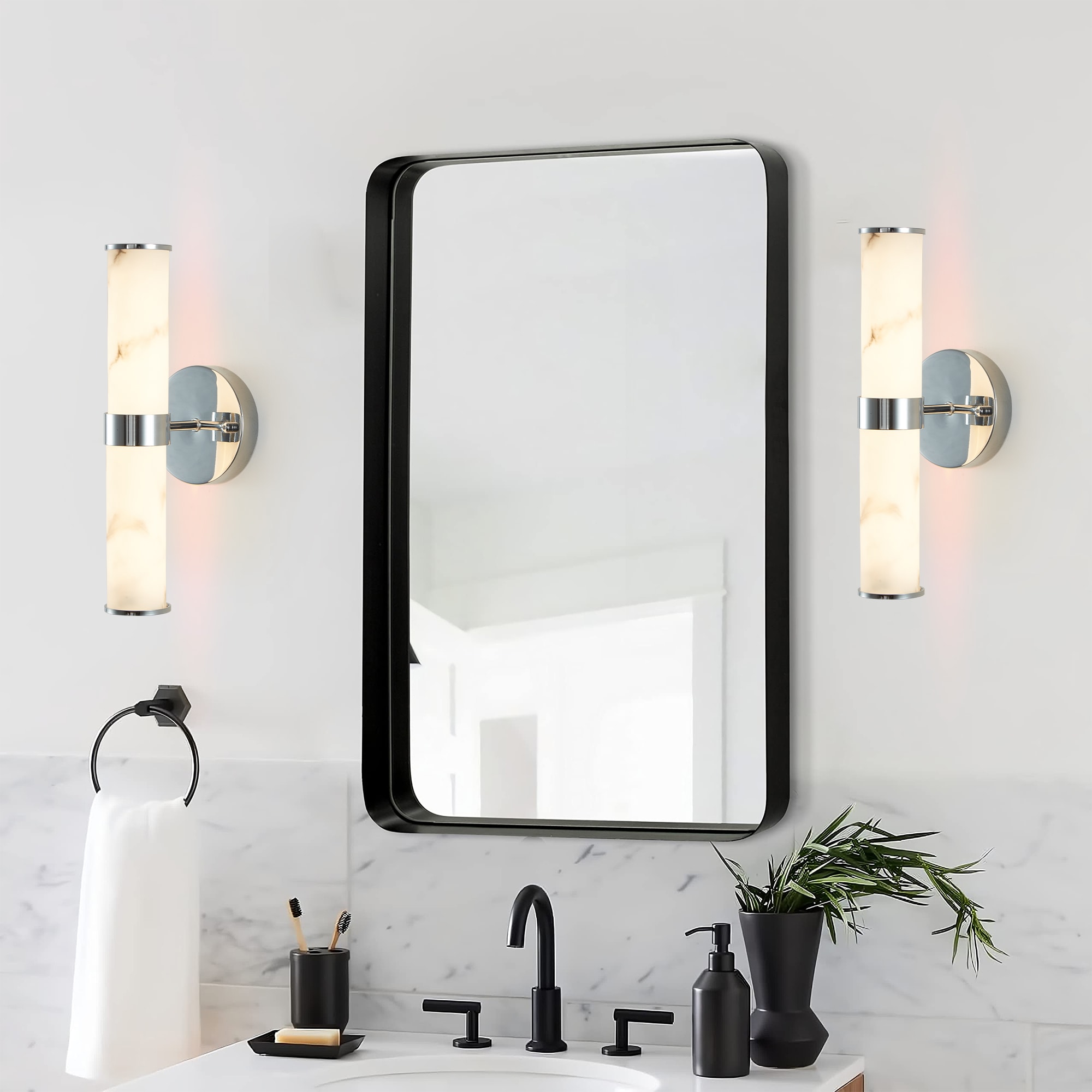 AAZJ LG-119591 Wall Sconces 4.7-in W 2 -Light Brushed Chrome Wall Sconce