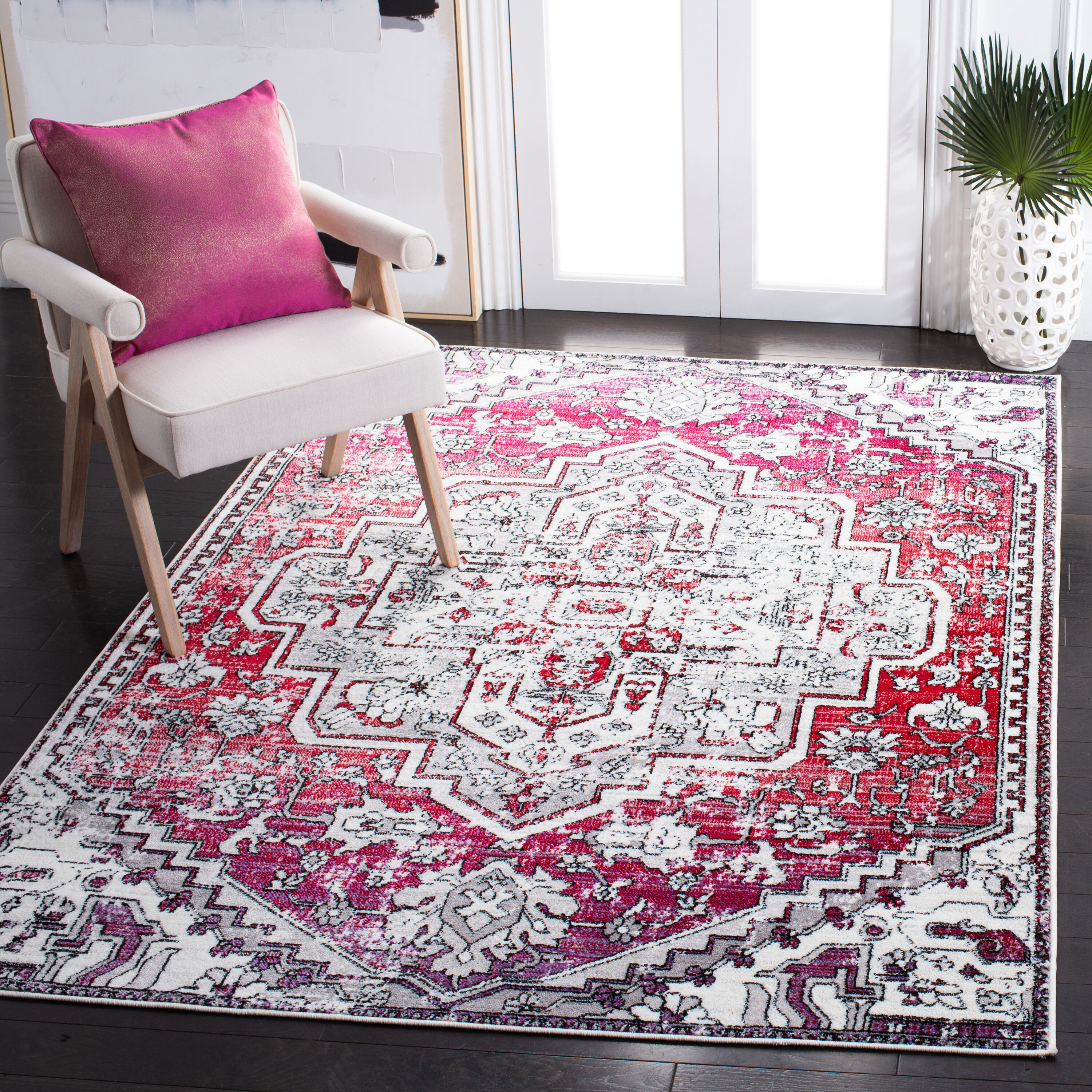 Safavieh Skyler 101Q Red/Ivory 4 x 6 Rectangular Area rug in the Rugs ...