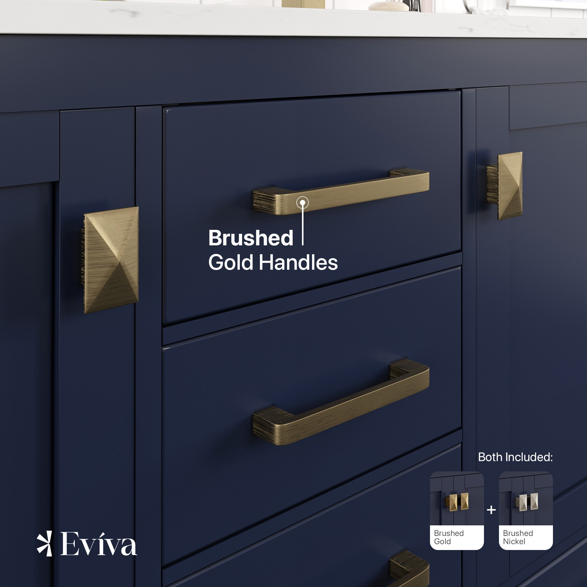 London 54" Blue Solid Wood Double Sink Bathroom Vanity with Quartz Top