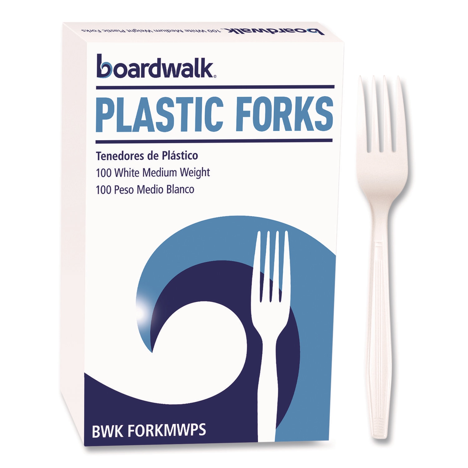Boardwalk Mediumweight Polystyrene Cutlery Fork Plastic White 100/Box #BWK FORKMWPS