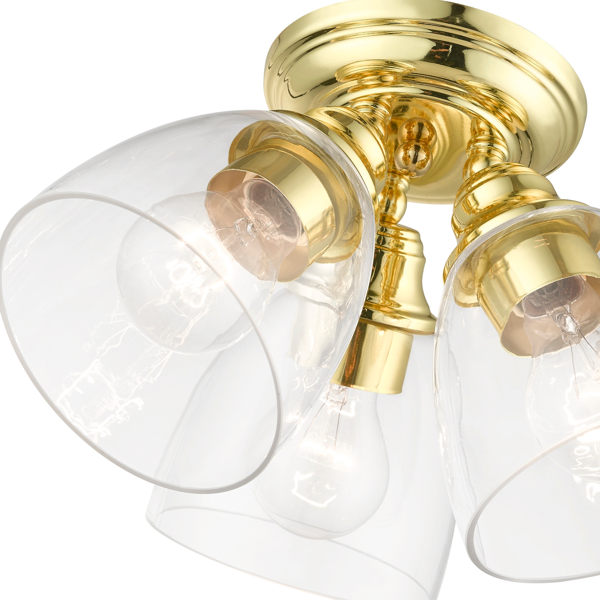 Elegant Montgomery Polished Brass 3-Light Flush Mount with Clear Glass