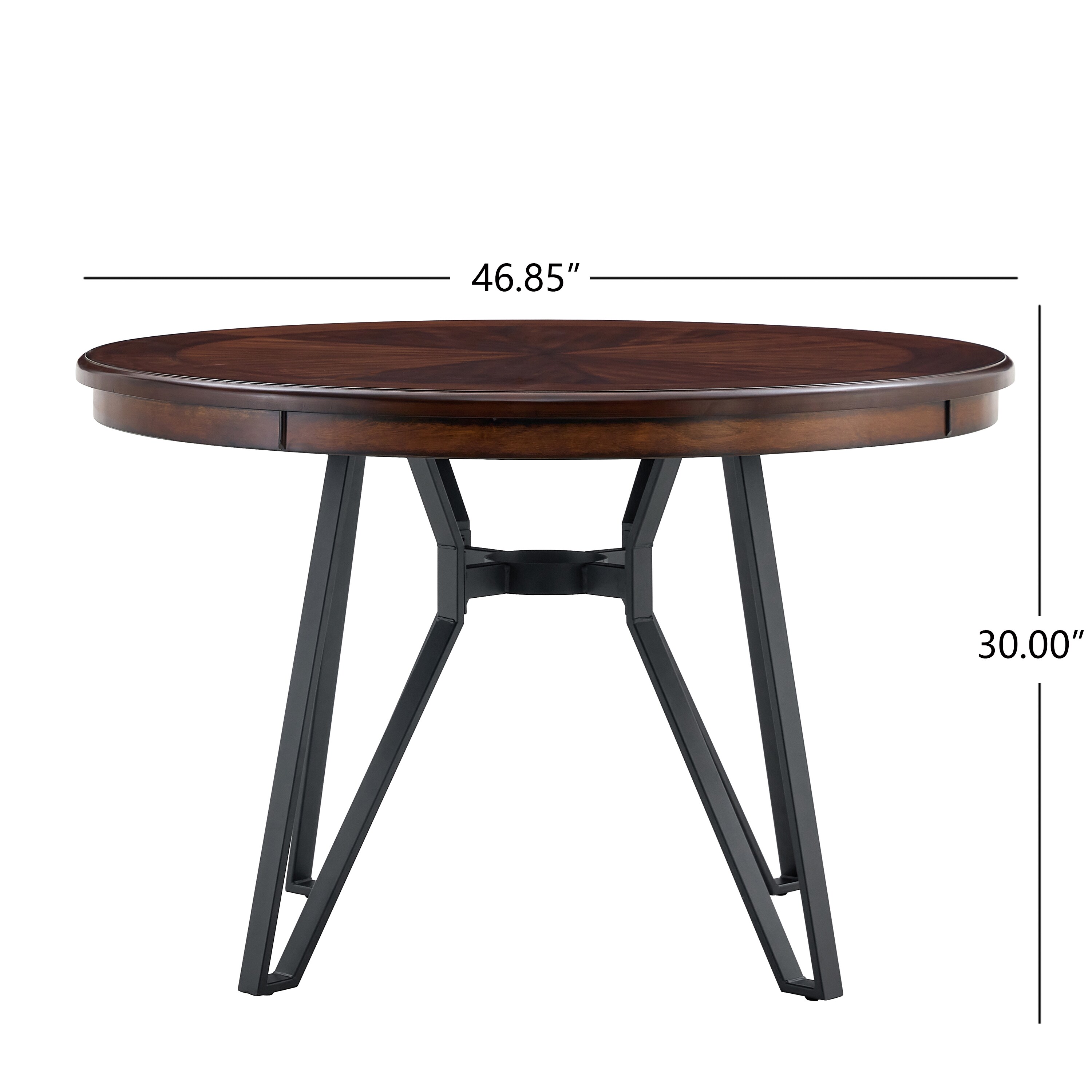 Brown Wood Round Dining Table with Metal Hairpin Legs