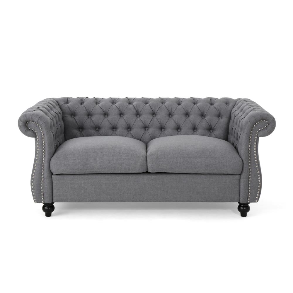Best Selling Home Decor 306025 Somerville 61.75-in Glam Dark gray and dark brown 2 -seater Loveseat