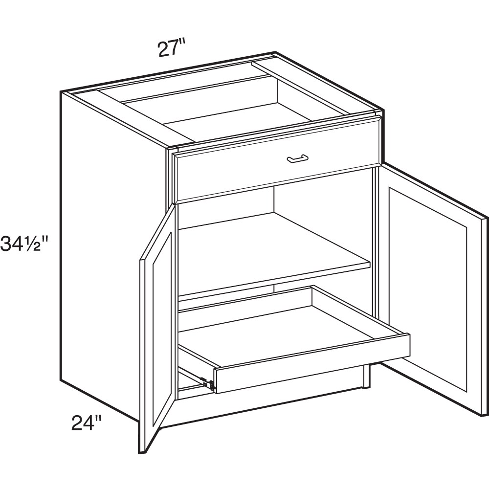 Norfolk Assembled 27 in. W x 34.5 in. H x 24 in. D Plywood Base Cabinet in Painted White