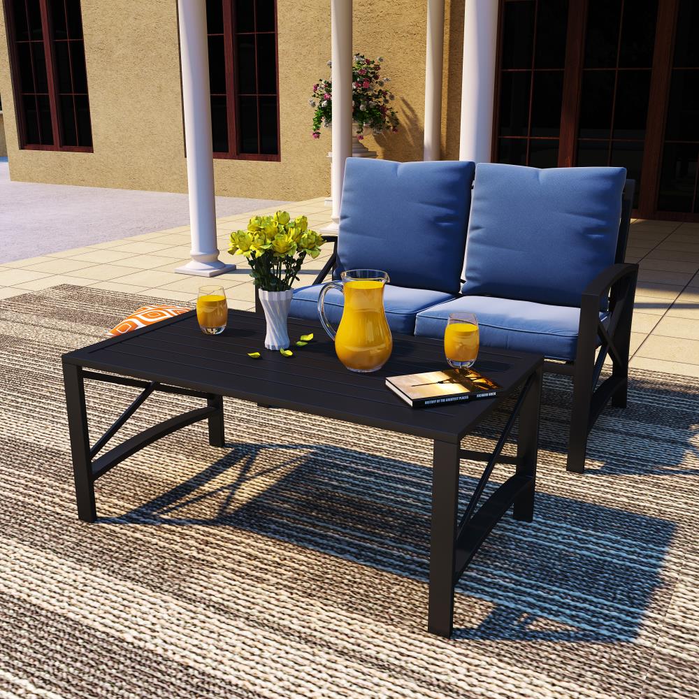 Top Home Space 2-Piece Patio Conversation Set With Blue Cushions In The ...