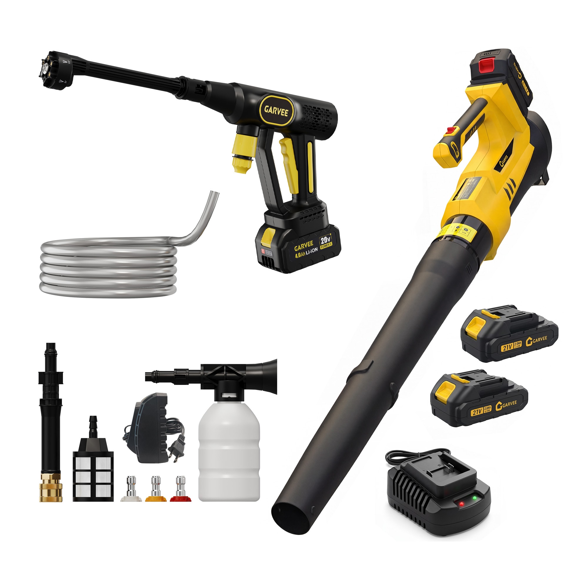 Garvee 20V Cordless Portable Pressure Washer 320 PSI 2.5 GPM Brushless ...
