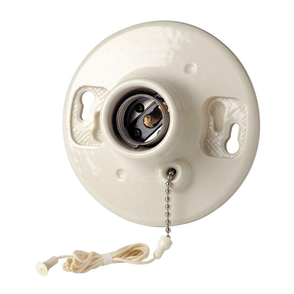  425505 660 -Watt Porcelain Pull chain Ceiling Socket , White