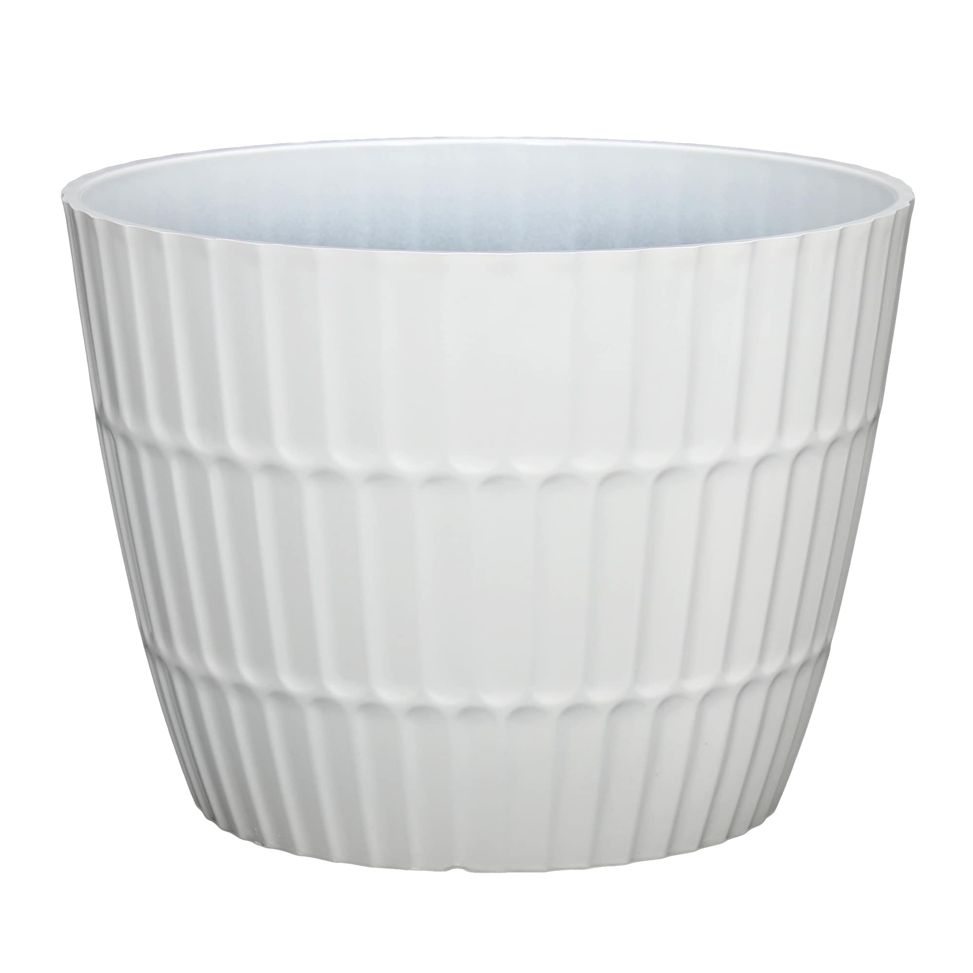 Style Selections PLG1712PWG Round 10.83-in W Medium White Resin Contemporary/Modern Indoor/Outdoor Planter with Drainage Holes