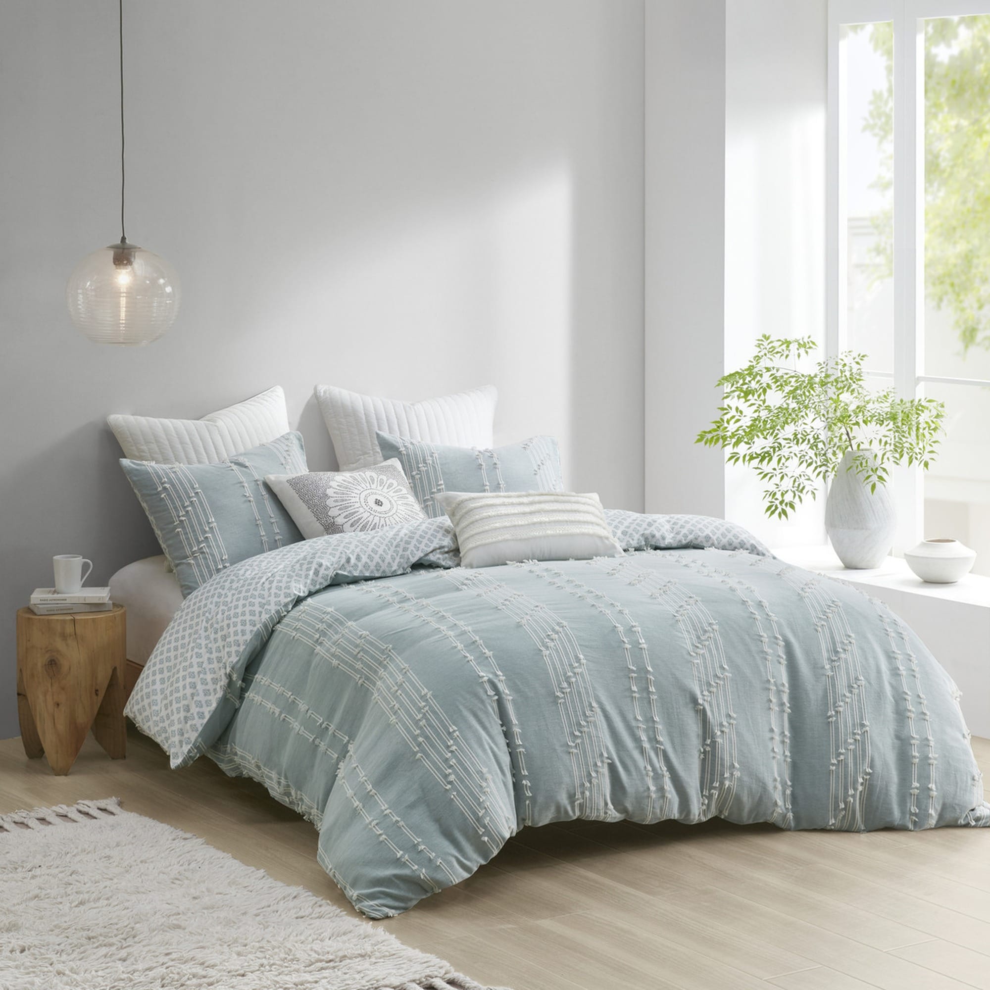 HyperDrop Cart Full/Queen Cotton Jacquard 3-Piece Duvet Cover Set - Grade A Heavy-Duty Bedding for Guest Room
