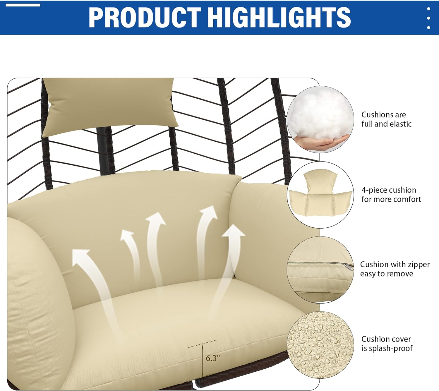 ALAULM LS-EGGCHAIR-CREAM Swing-Gliders - View #3