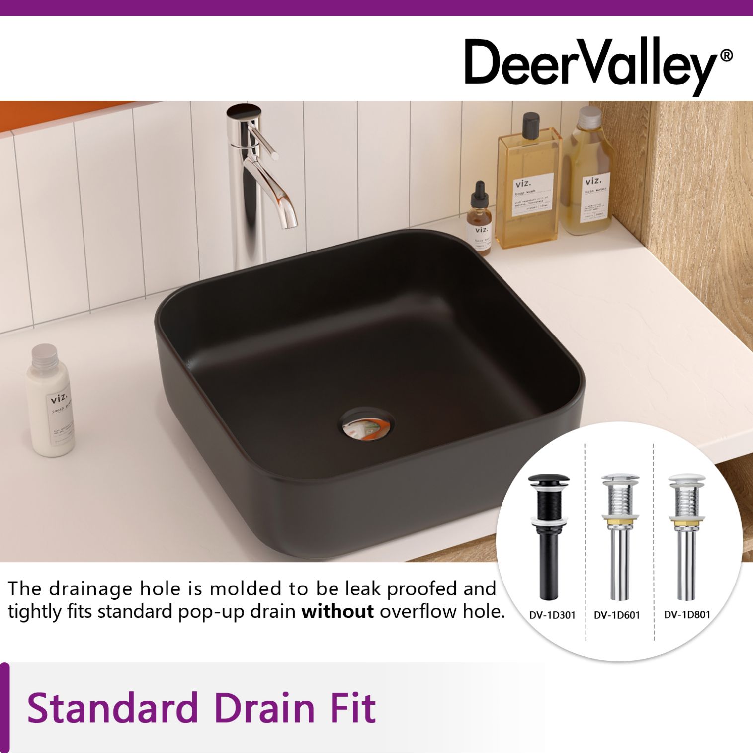 Matte Black Ceramic Square Above-Counter Bathroom Sink