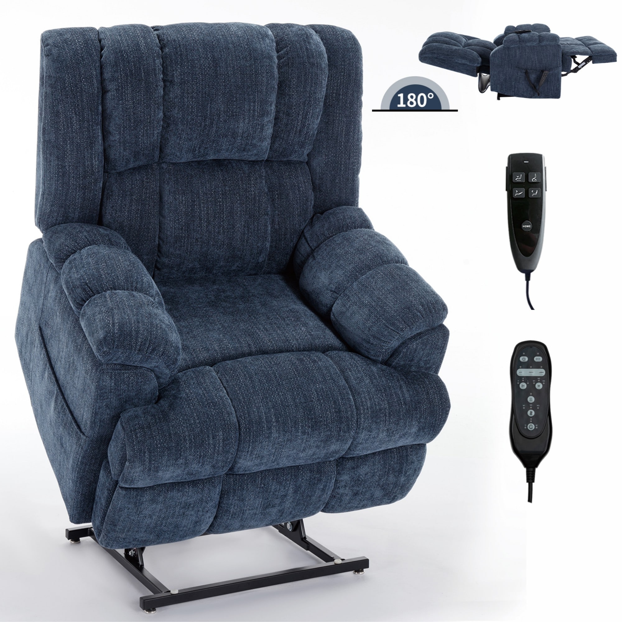 Boyel Living BL-CM889BL Dual Motor Heat Massage Infinite Position Up to 350 LBS Electric Power Lift Recliners with Power-Remote