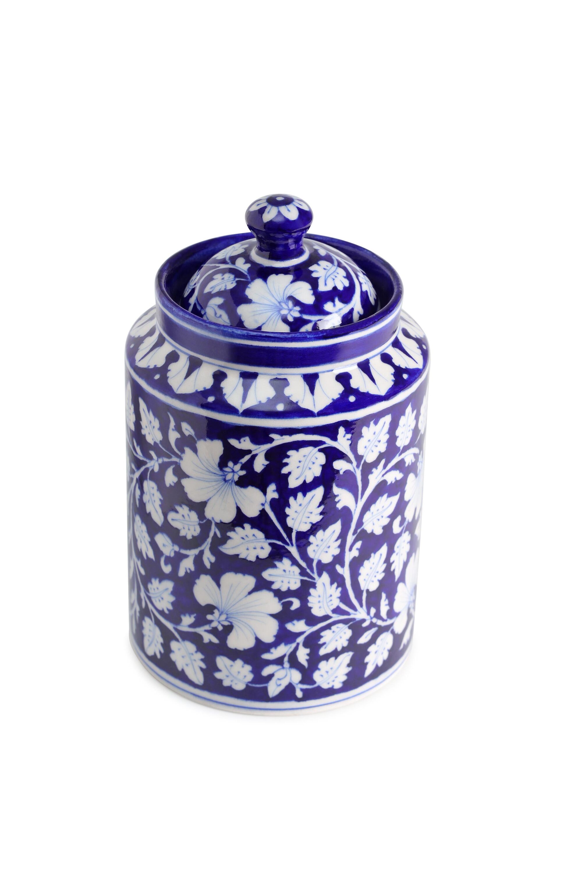 GAURI KOHLI GK51002 Blue Ceramic Rustic Decorative jar