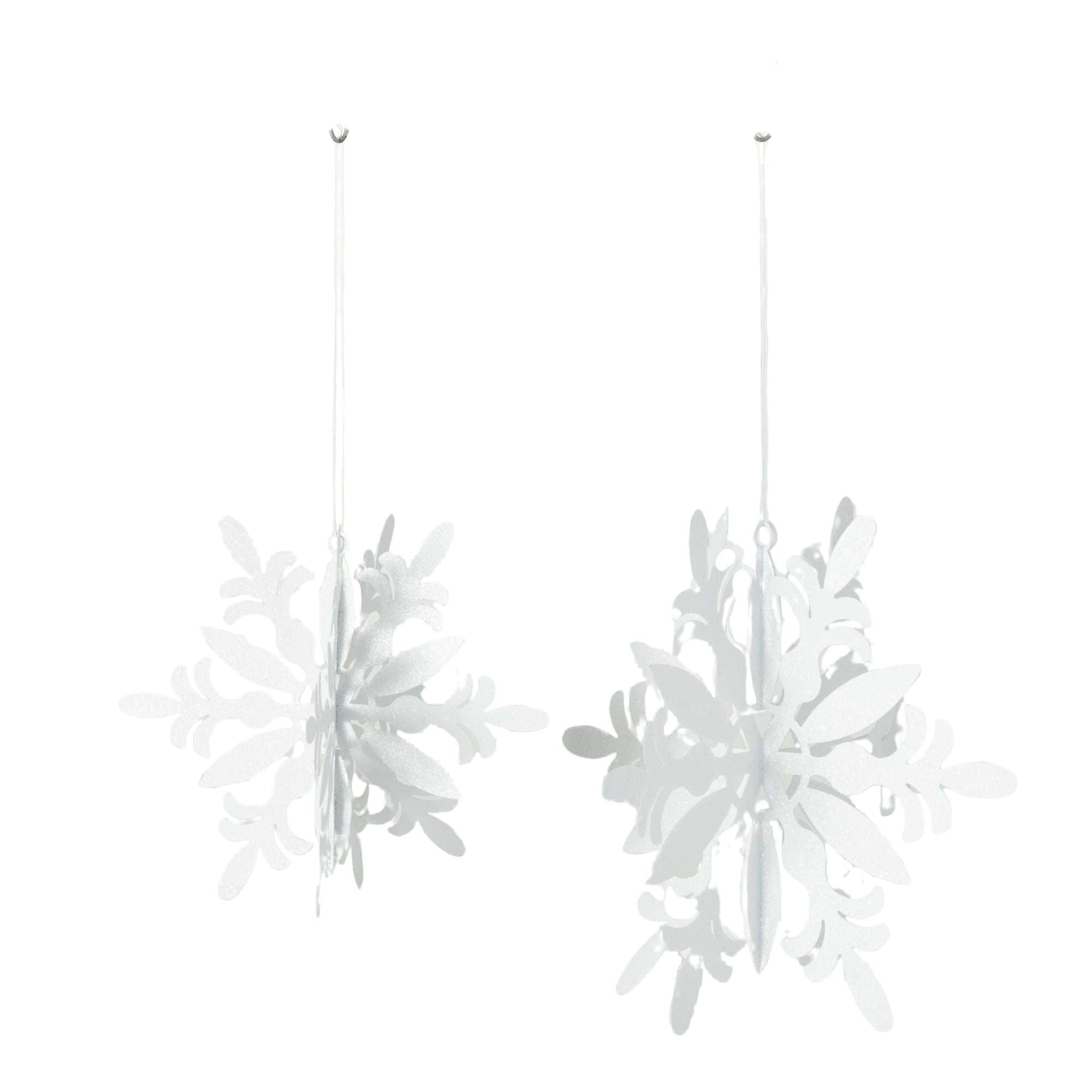 Sullivans OR10964 2 -Pack White Snowflake Standard Indoor Ornament set Shatterproof