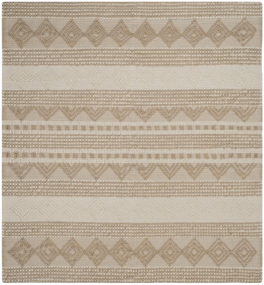 Safavieh NAT102B-6SQ Natura Kenai 6 x 6 (ft) Wool Beige/Ivory Square Indoor Abstract Coastal Area rug