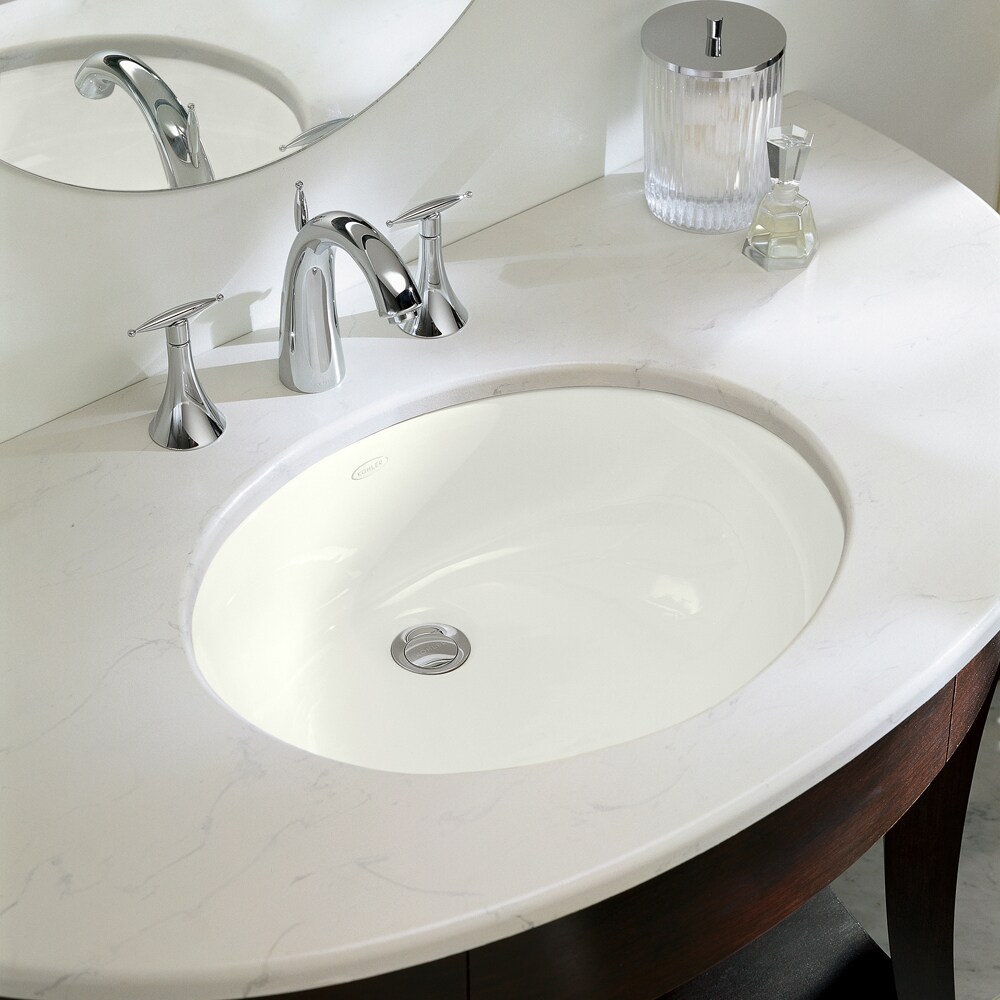 KOHLER Caxton White Undermount Oval Transitional Bathroom Sink 19 25   04296807 