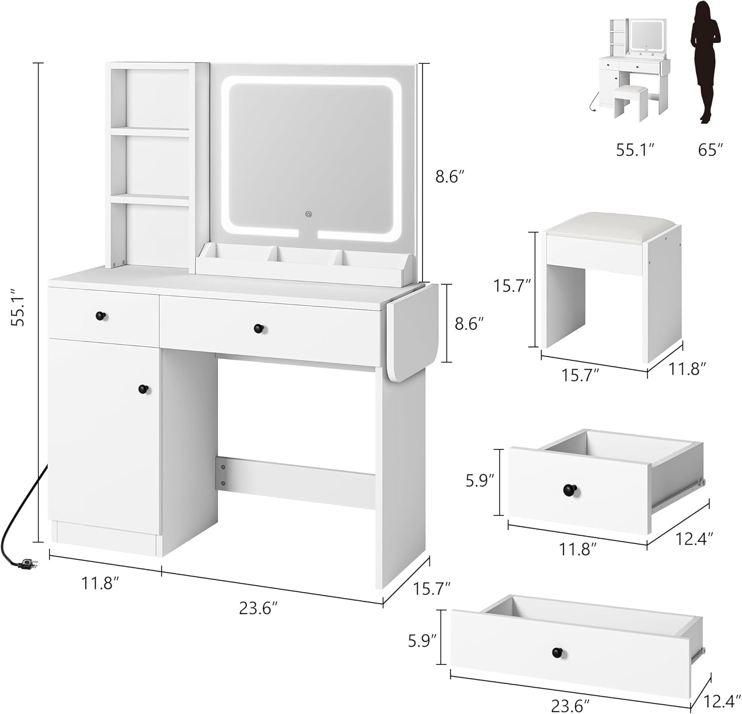 Qeetex LHF-SZT-VAM-1EINHYPK Bedroom-Vanities - View #2