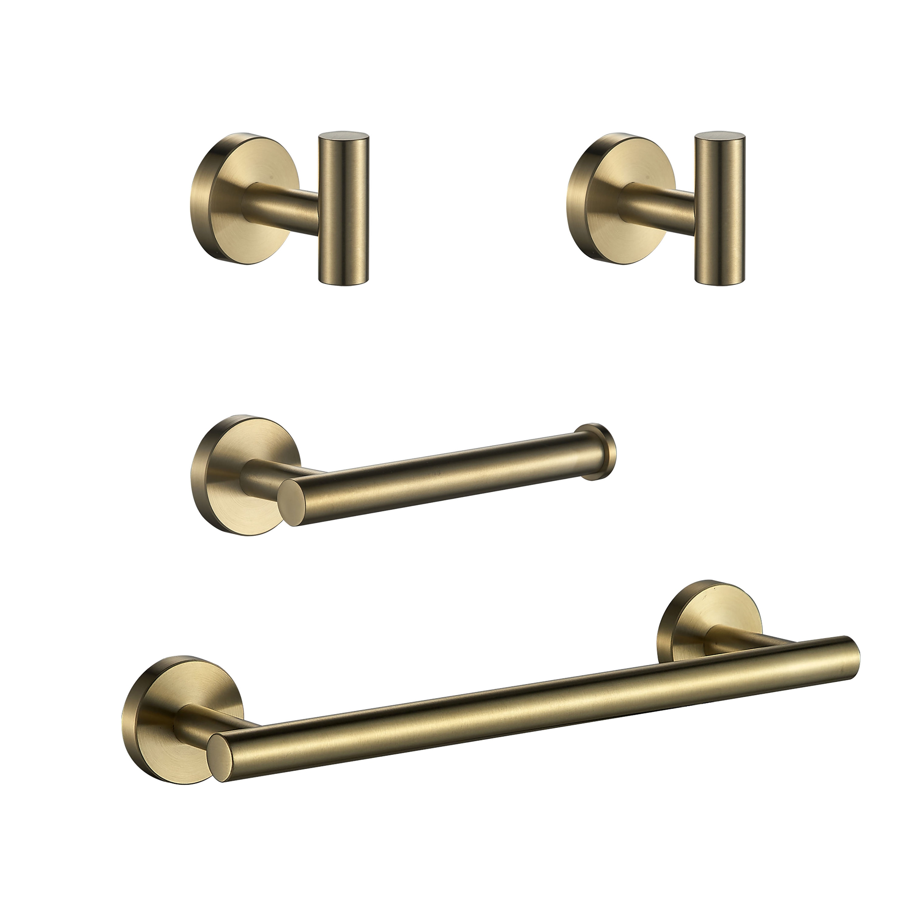 FORIOUS LL0216G-4 4 -Piece Gold Decorative Bathroom Hardware Set Towel Bar, Toilet Paper Holder, ,Robe Hook Included