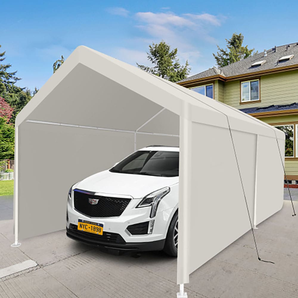 GZMR GM-SS-00088 143.7-ft W x 238-ft L x 116.5-ft H White Metal Carport with Polycarbonate Roof