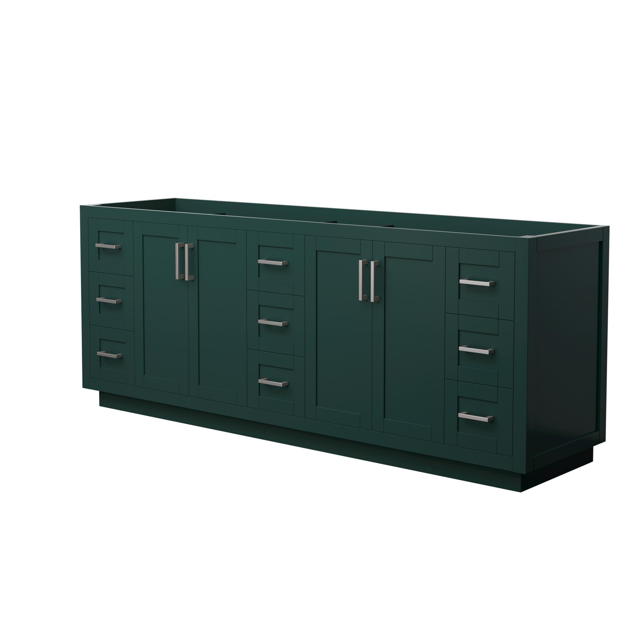 Wyndham Collection WCF292984DGECXSXXMXX Miranda 84-in Green with Brushed Nickel Trim Bathroom Vanity Base Cabinet without Top