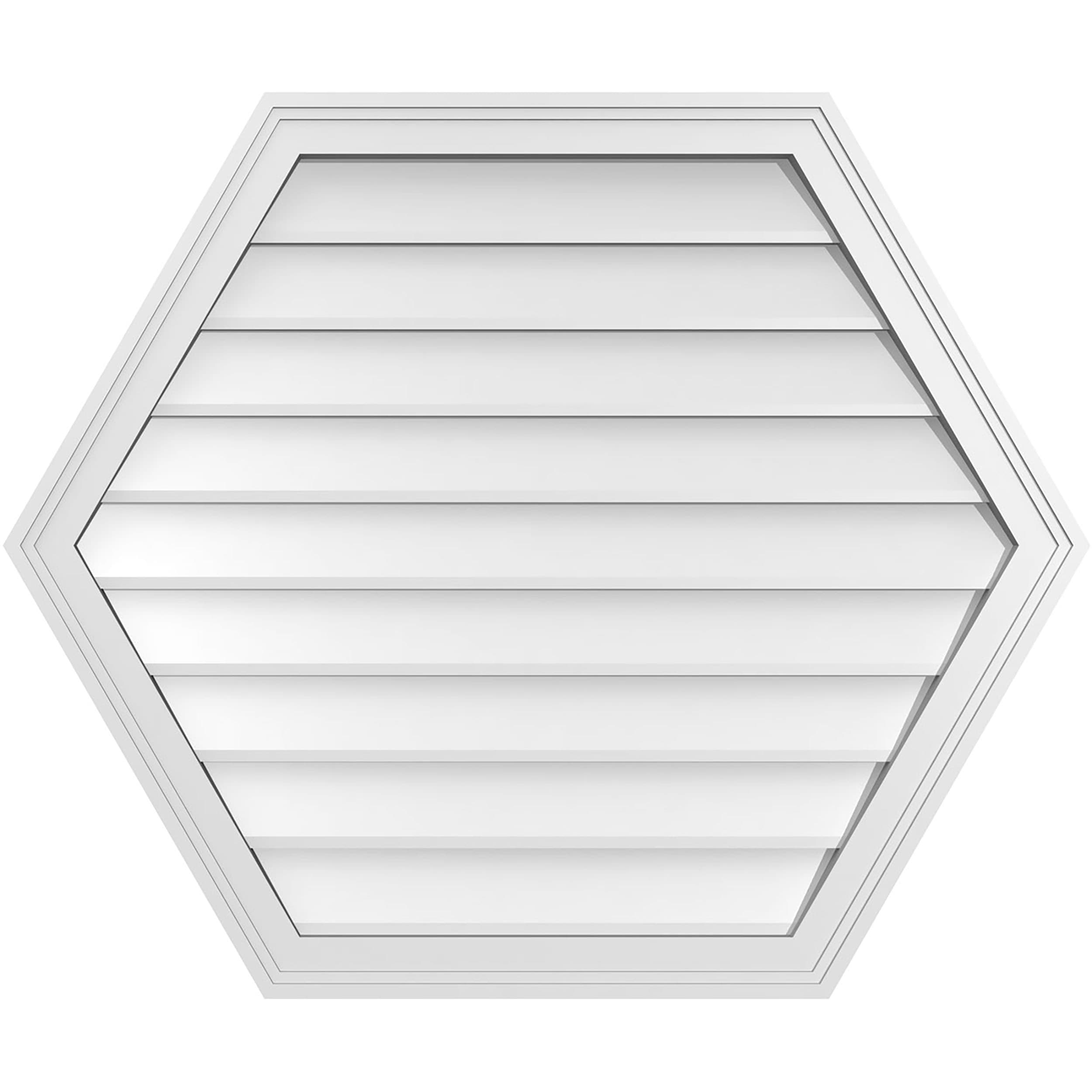 Ekena Millwork GVPHP36X3002SN 36-Inches x 30-Inches Off-white Peaked PVC Gable Louver Vent