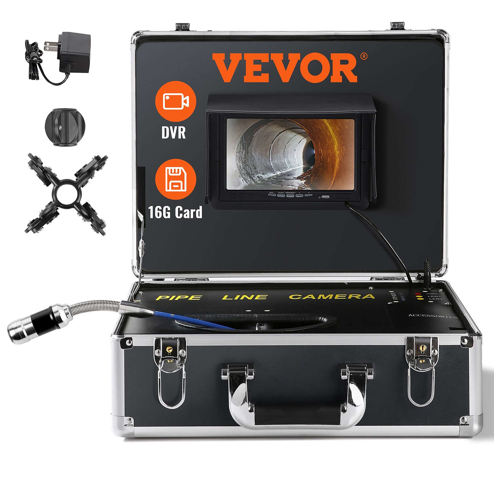 VEVOR Sewer Camera 98.4 FT Cable Pipeline Inspection Camera 4.3