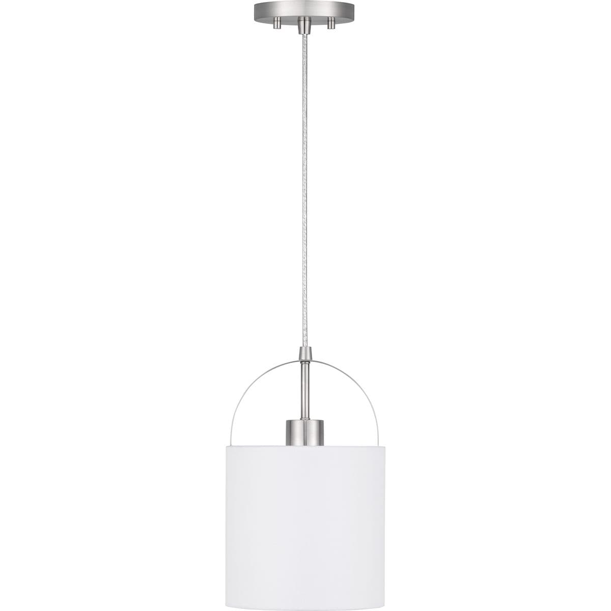 Progress Lighting P500426-009 Evanna 1 -Light Brushed Nickel Traditional Cylinder Small Hanging Pendant light