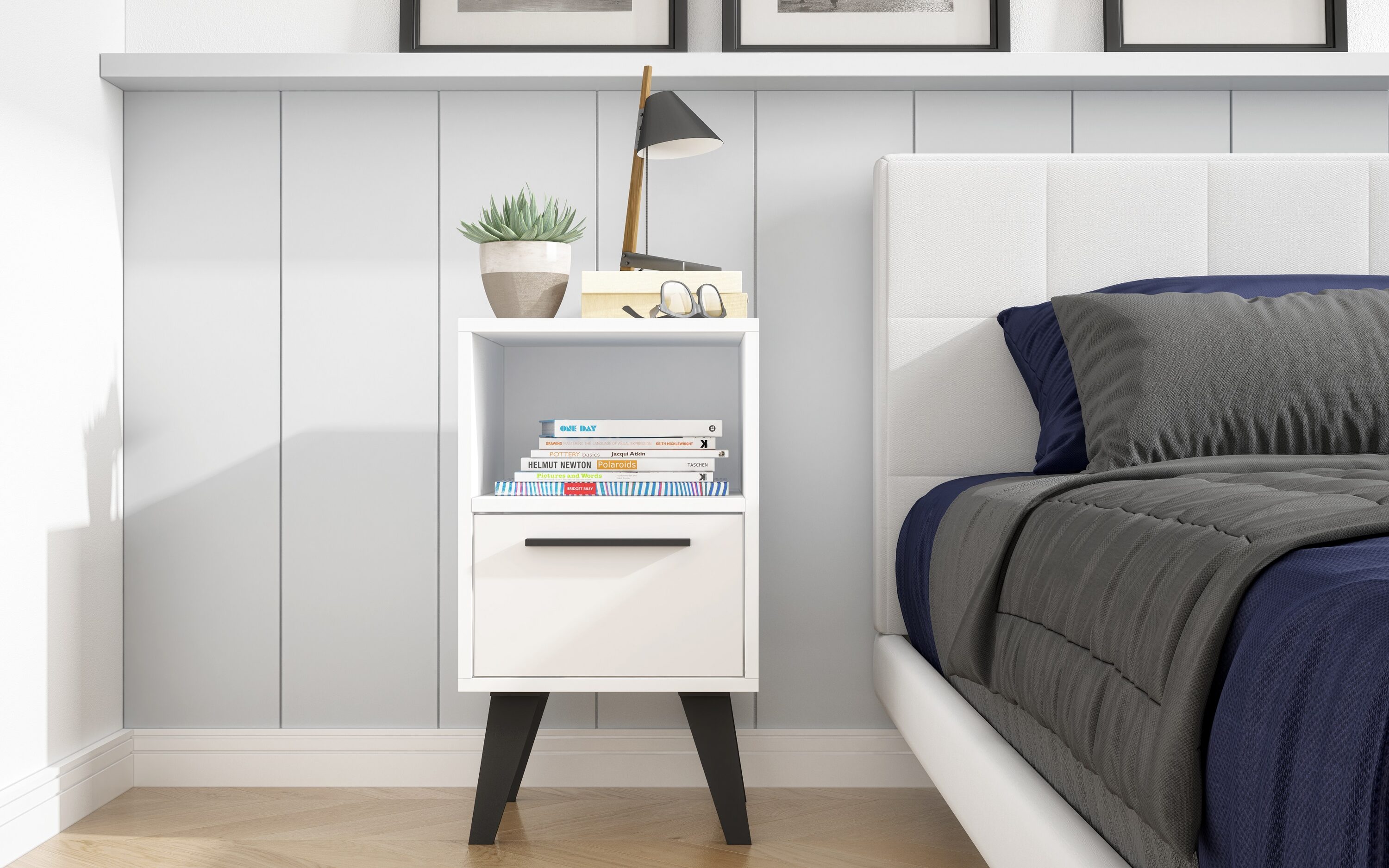 Manhattan Comfort 146AMC205 Amsterdam White Nightstand