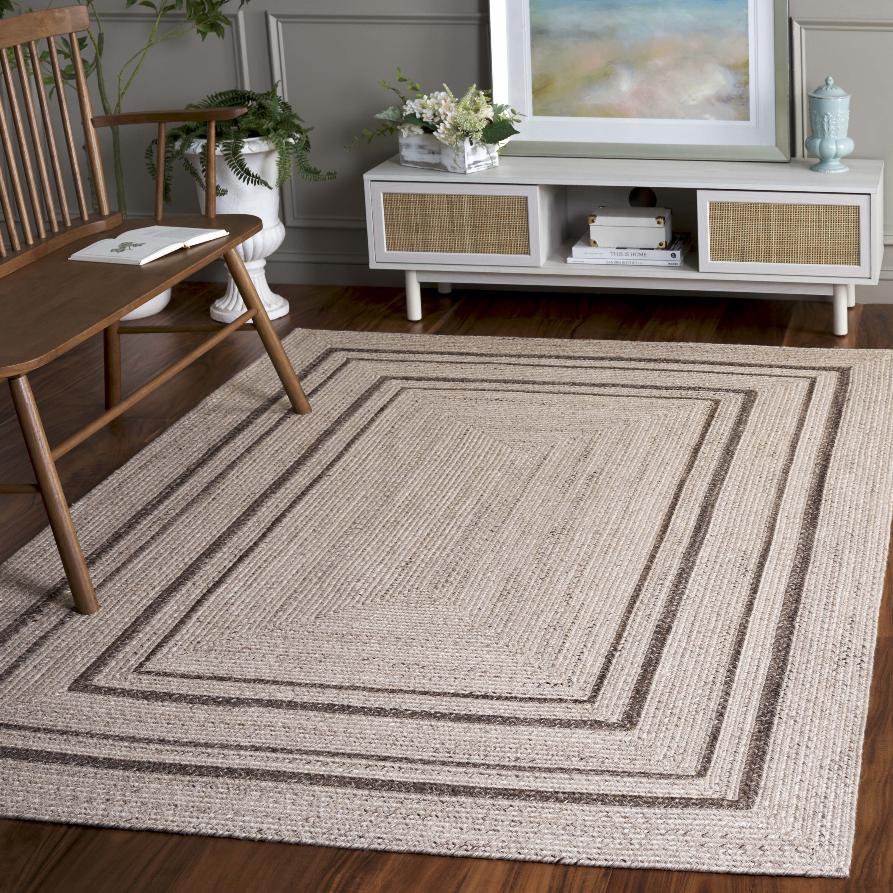  Braided 805 Beige/Brown Country Floral 4ft x 6ft Small Rectangle Rug